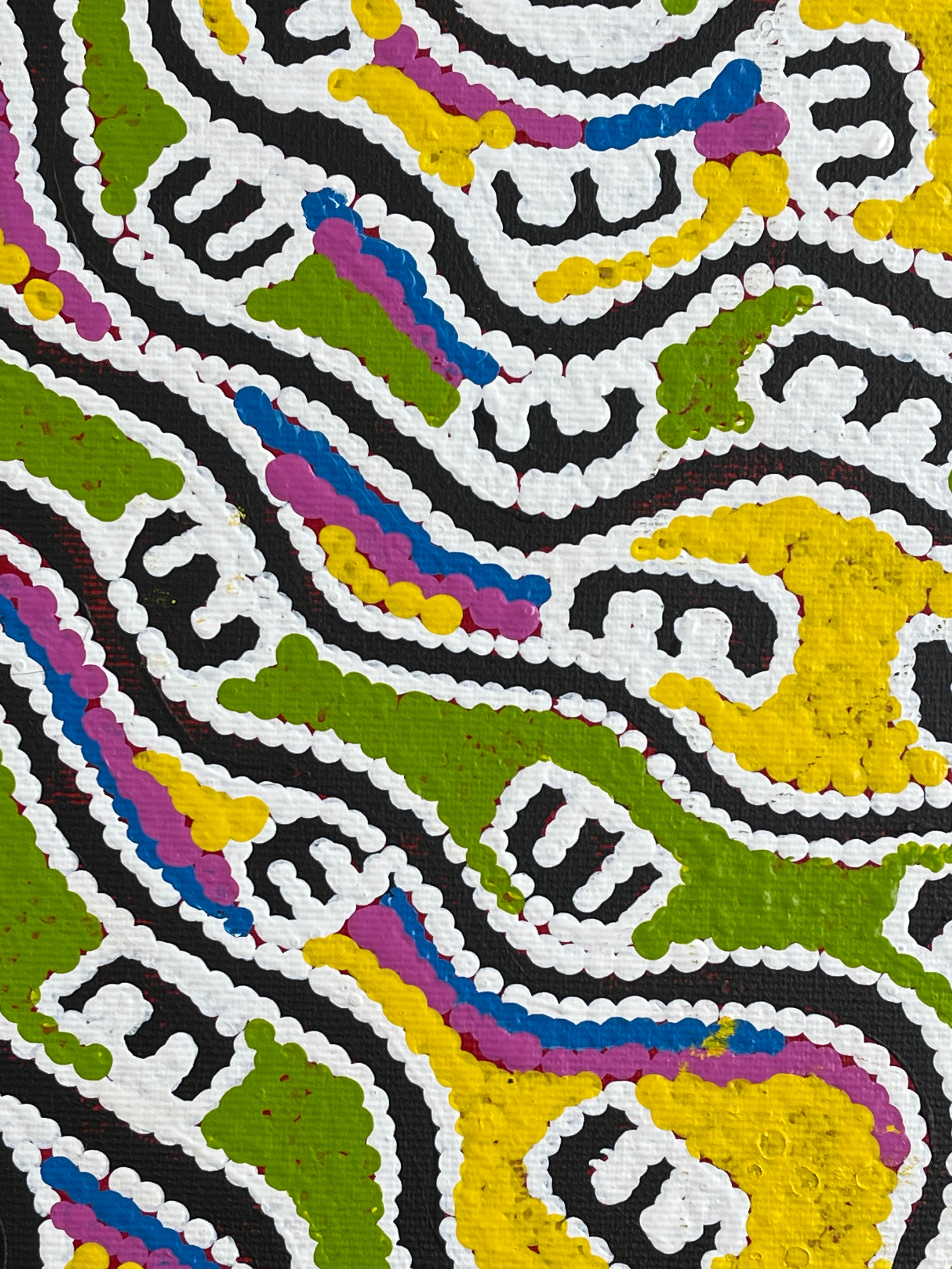 Ritasha Nampijinpa Martin - Janganpa Jukurrpa (Brush-tail Possum Dreaming) - Mawurrji - 30x30cm Pre-stretched Linen