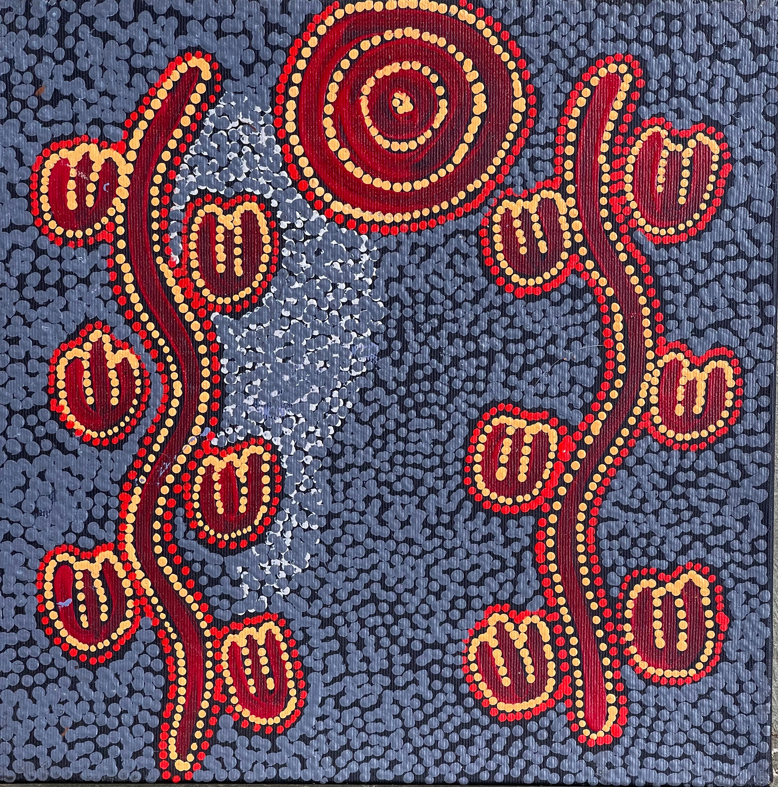 Leston Japaljarri Spencer - Warna Jukurrpa (Snake Dreaming) - 30x30cm Pre-stretched Linen