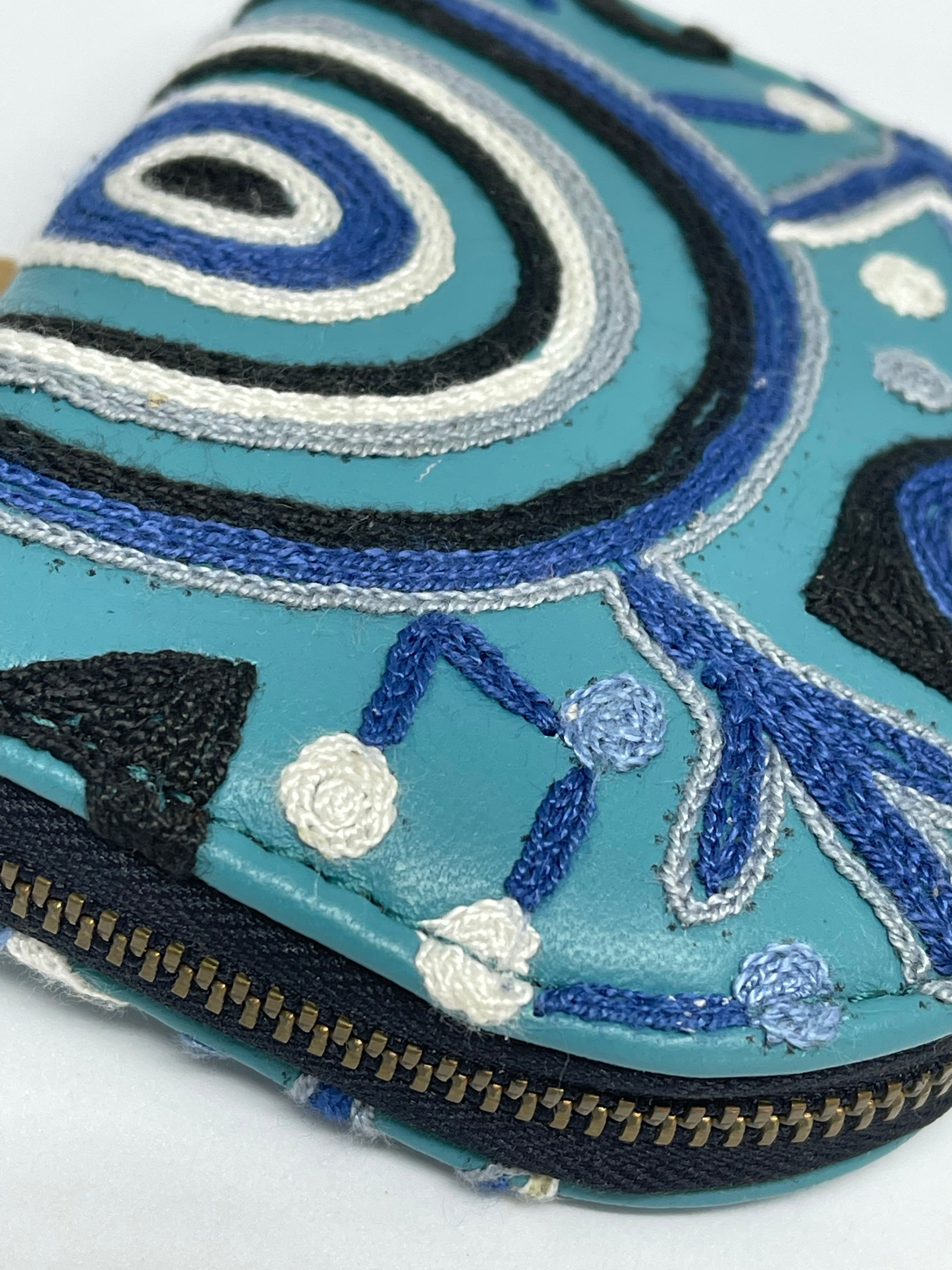 Embroidered Coin Purse - Theo Hudson - Blue