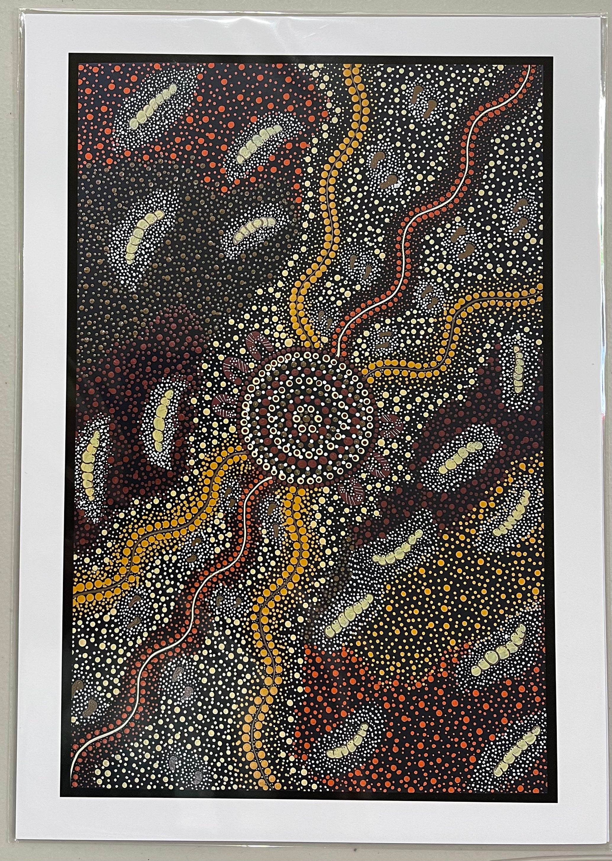 Aboriginal Artist Deidre Burgoyne Rosier print, Bush Tucker Dreaming
