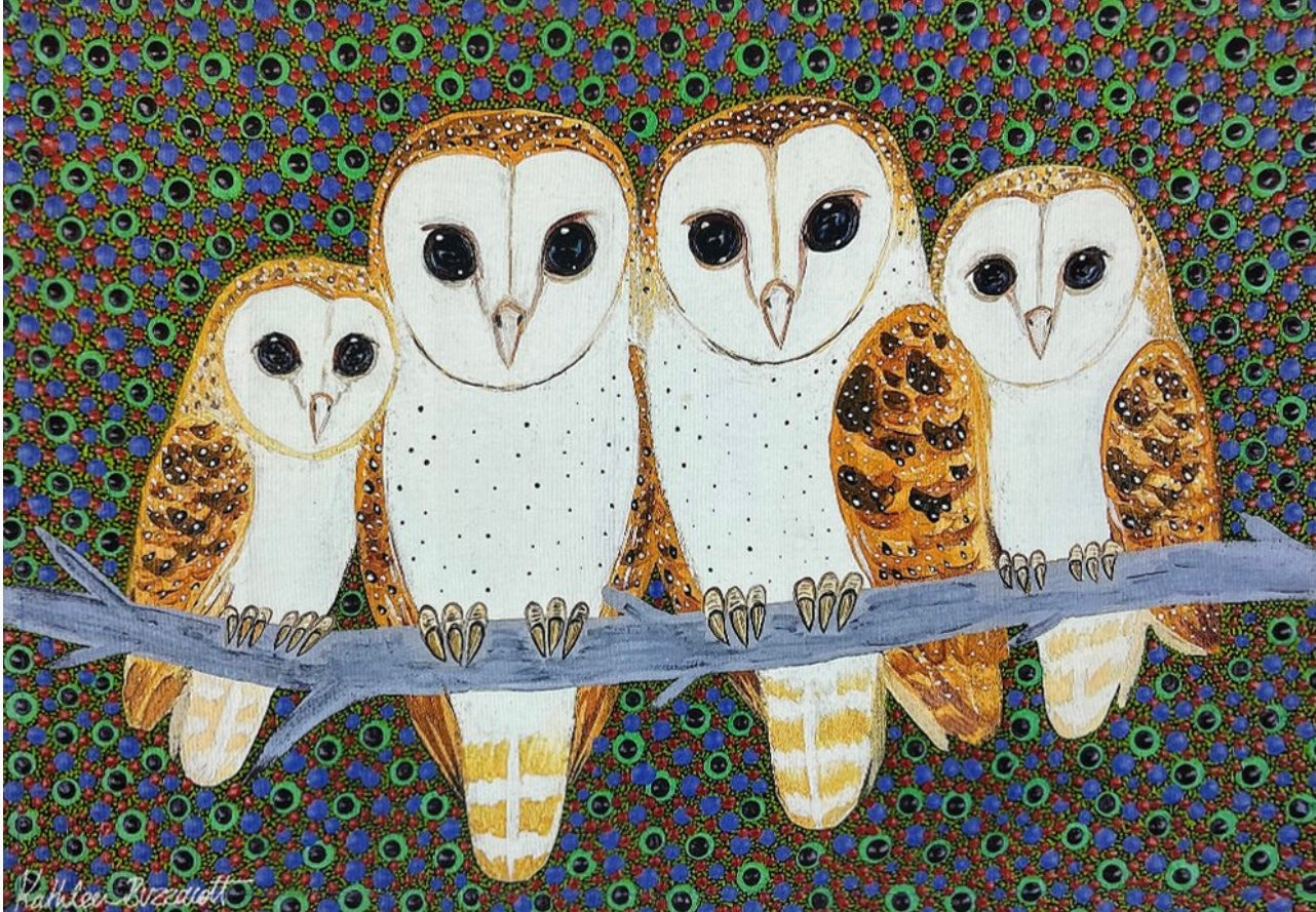 Cotton Tea Towel - Kathleen Buzzacott - Barn Owls