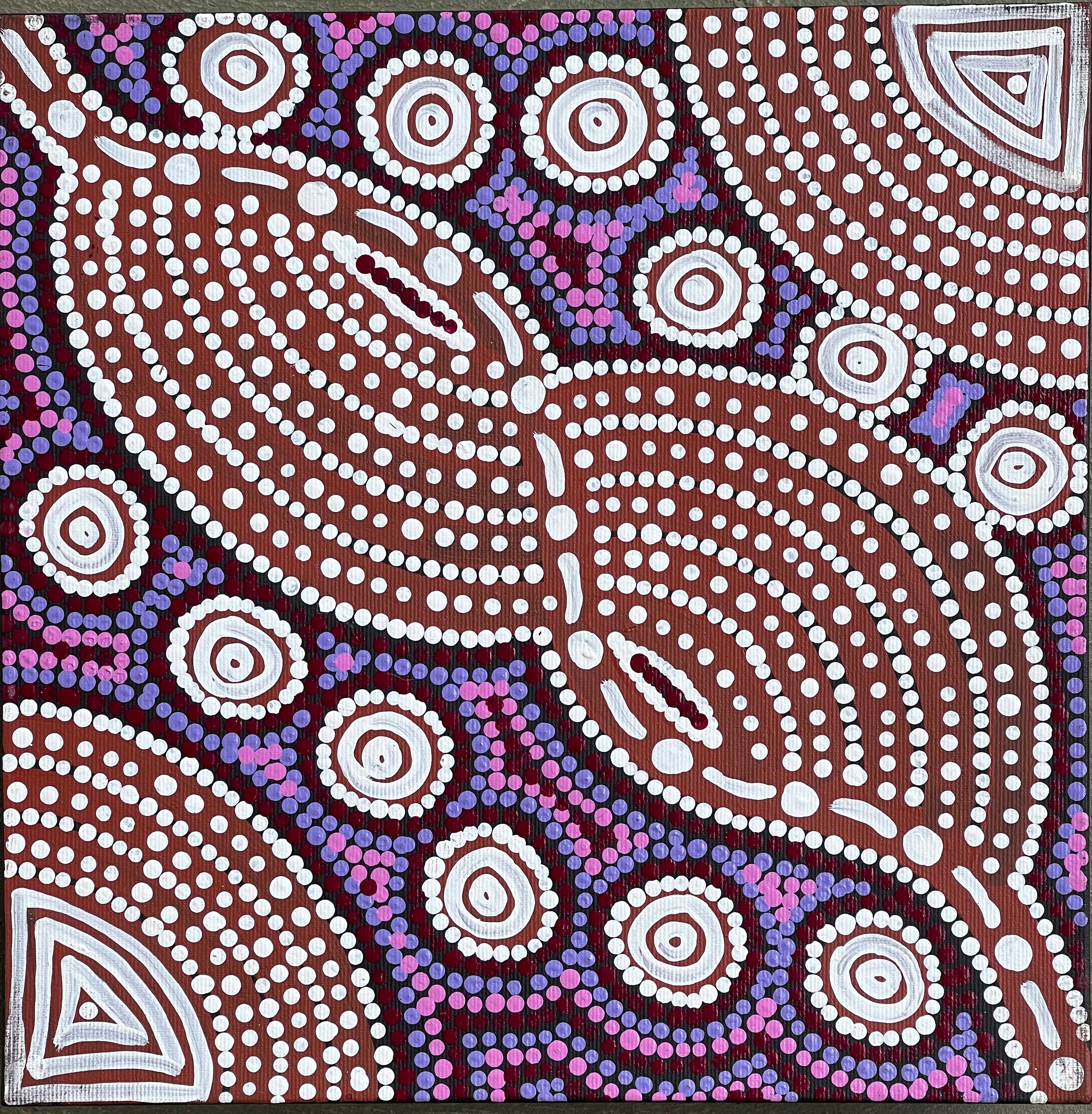 Ingrid Napangardi Williams - Ngalyipi Jukurrpa (Snake Vine Dreaming) - Purturlu - 30x30cm Pre-stretched Linen