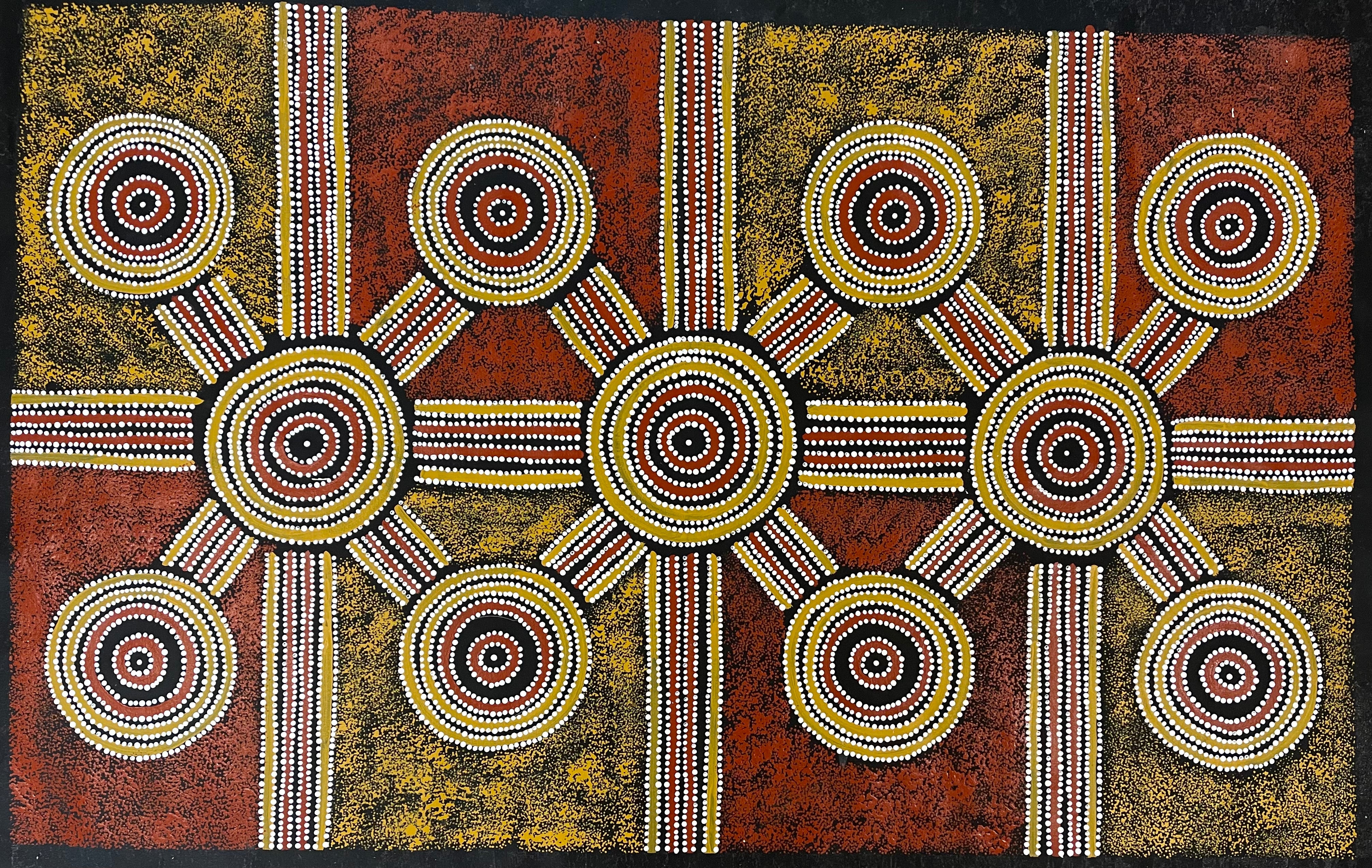 PAUL JANIMA PURVIS -  Anungara Emu Dreaming - 137x85cm .