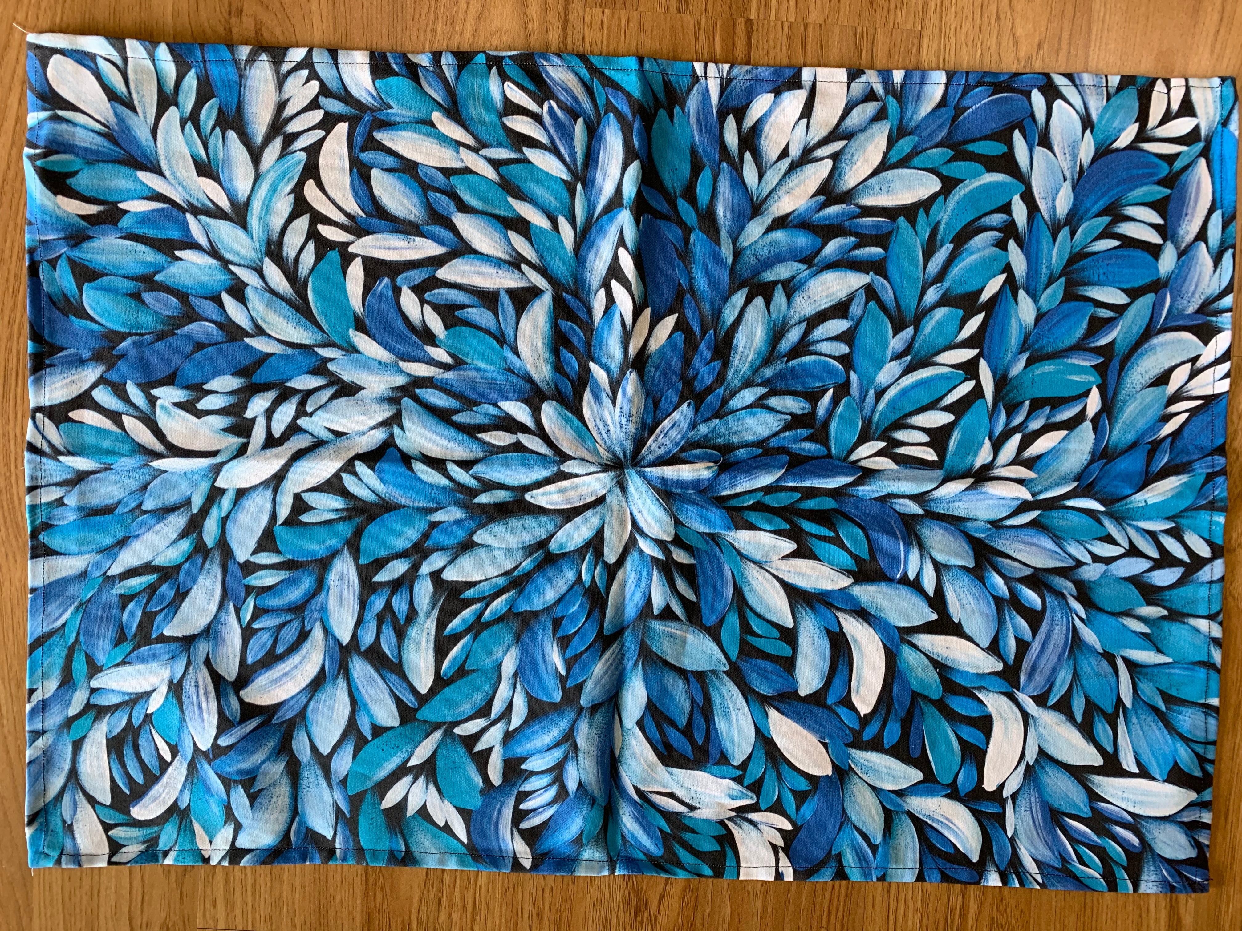Cotton Tea Towel - Louise Numina Napananka - Blue