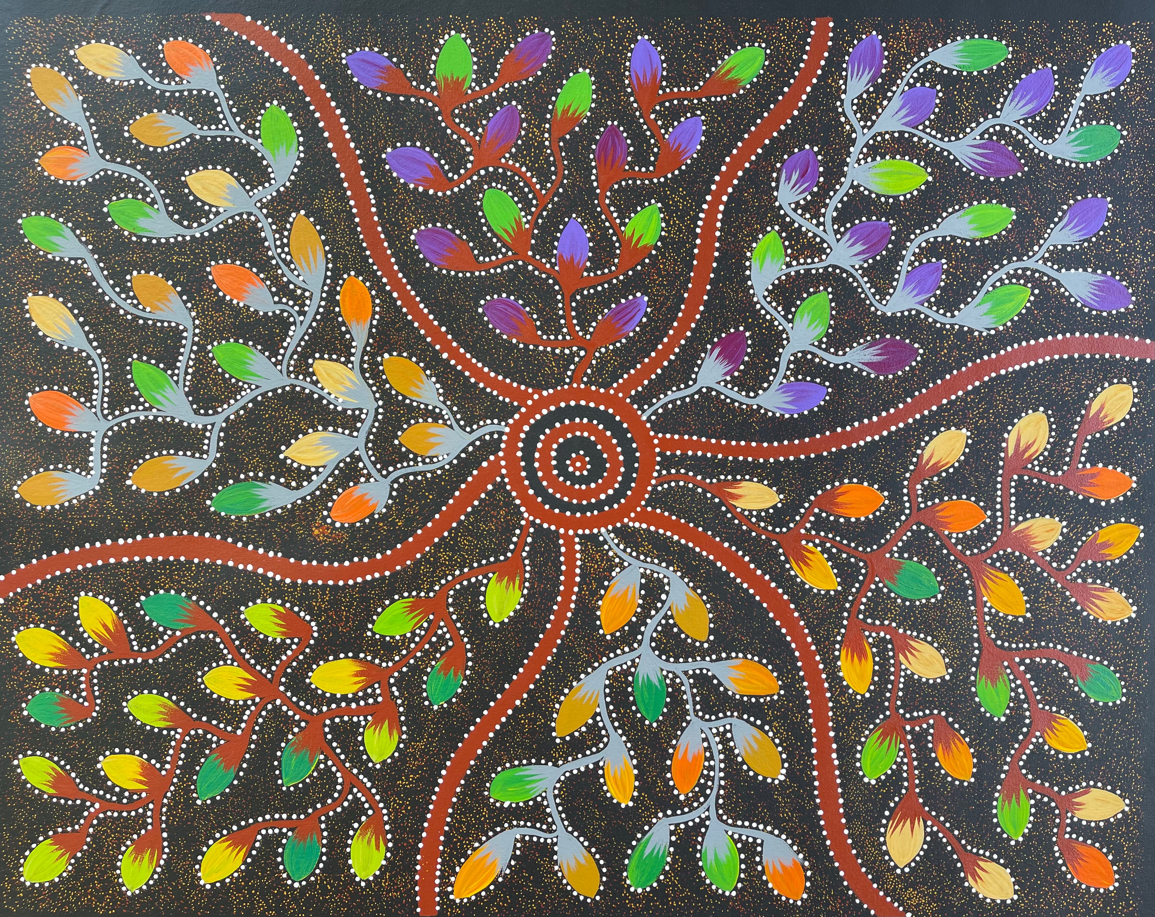 Jacinta Numina - Bush Plums, Bush Tomatoes and Desert Raison - 80x103cm .84-3