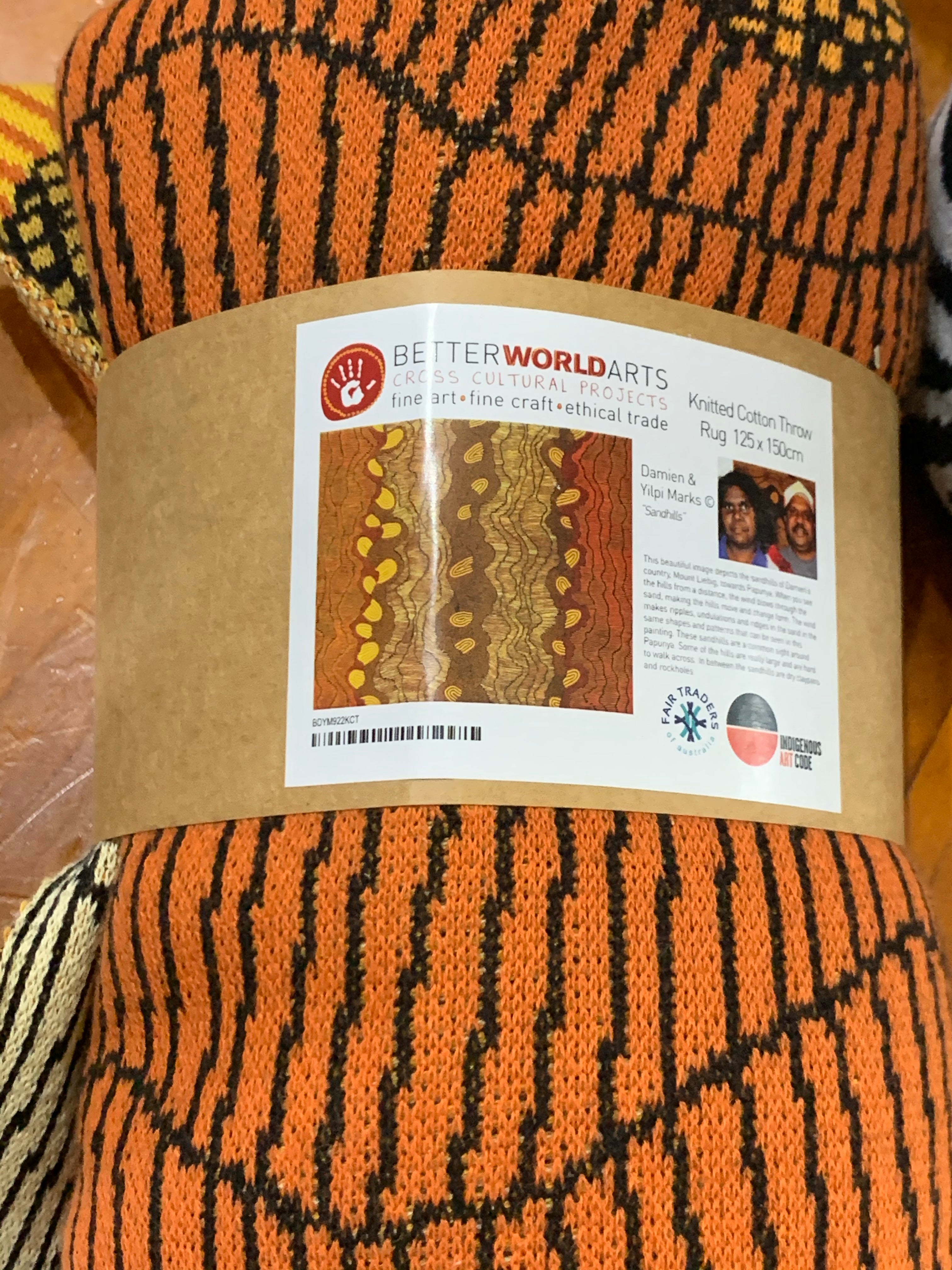 Cotton Throw Rug - Damien and Yilpi Marks