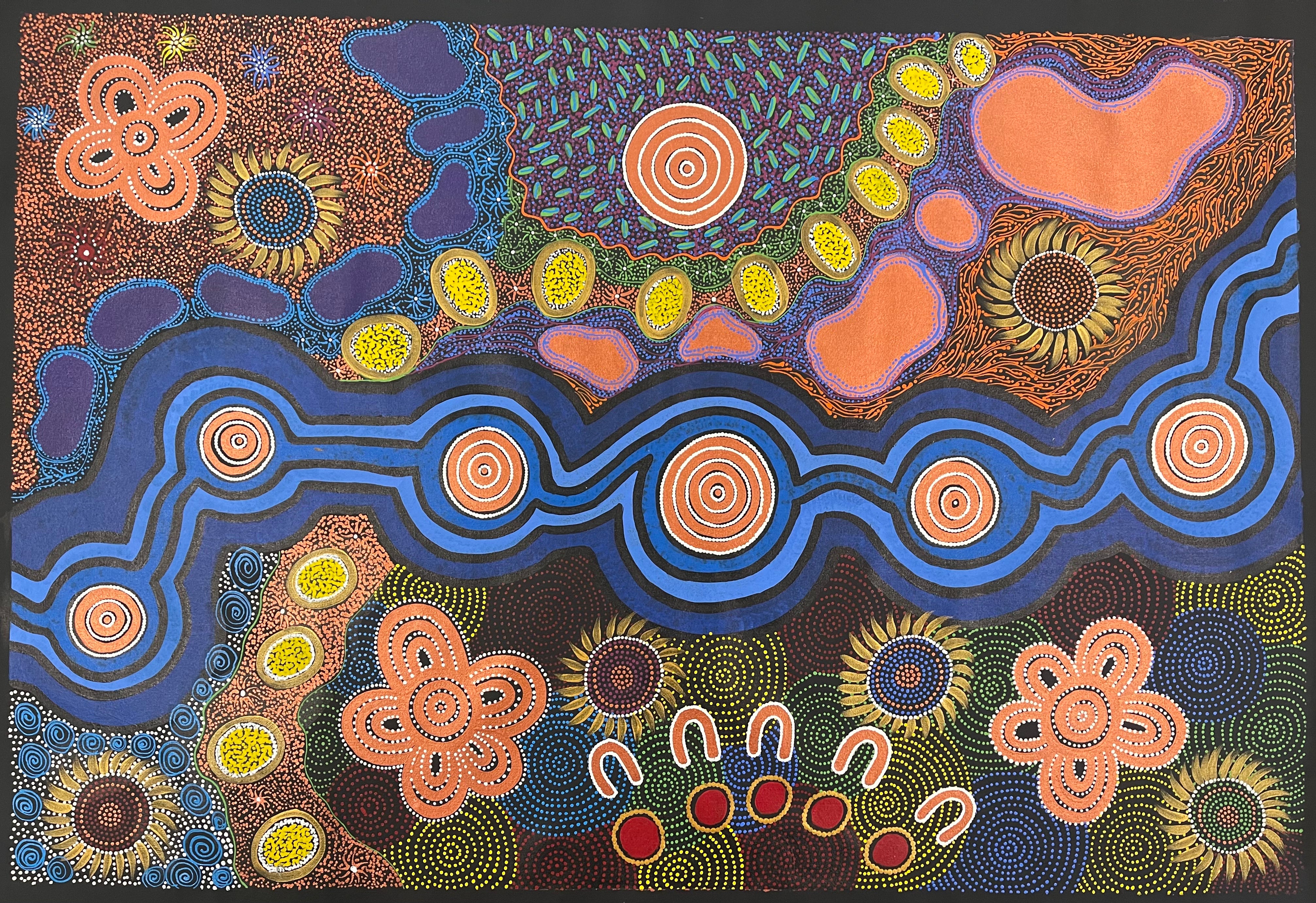 By Artist Eunice Nungarrayi Woods - Women's Dreaming & Waterholes - 136x90cm .69