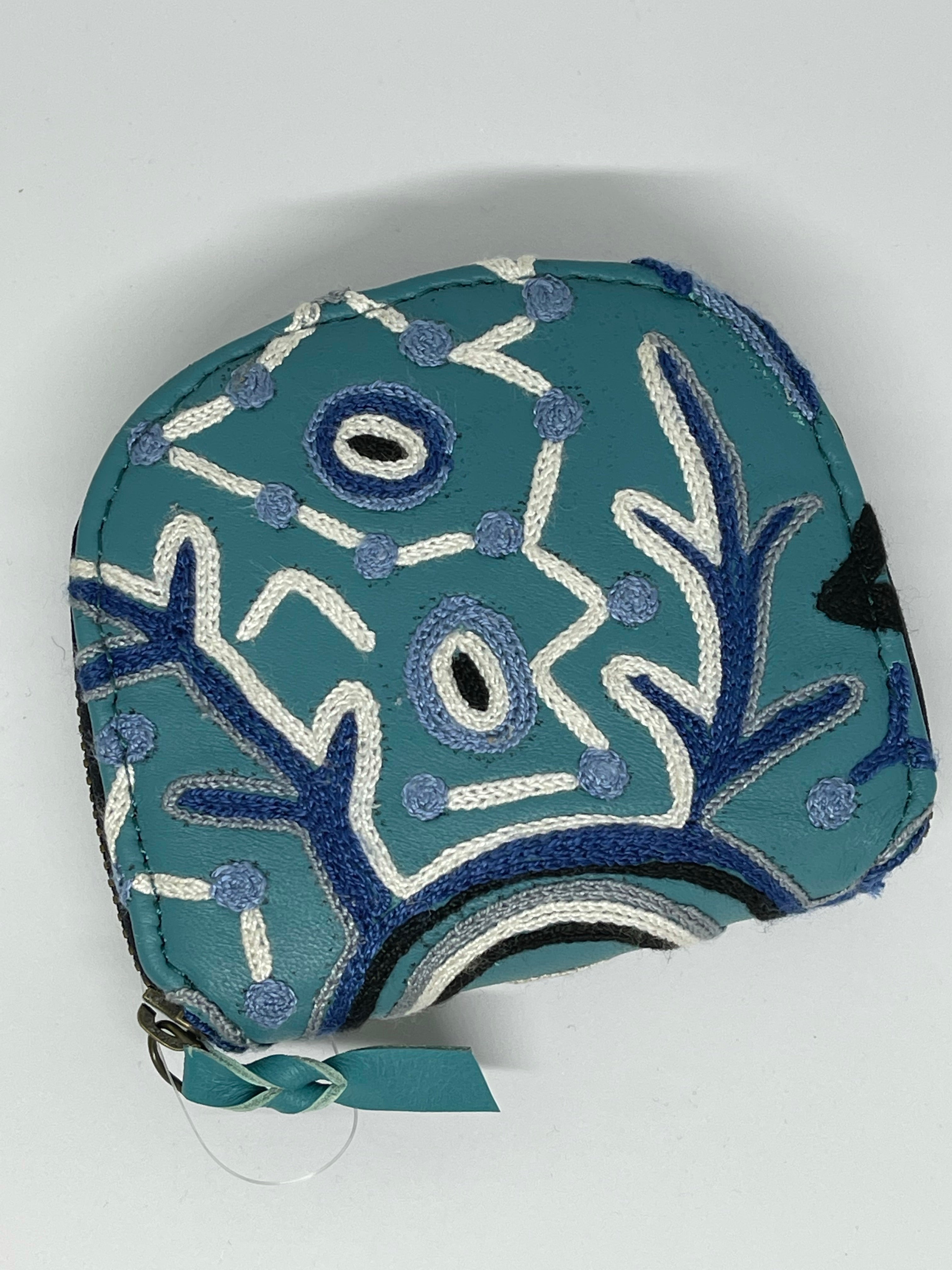 Embroidered Coin Purse - Theo Hudson - Blue