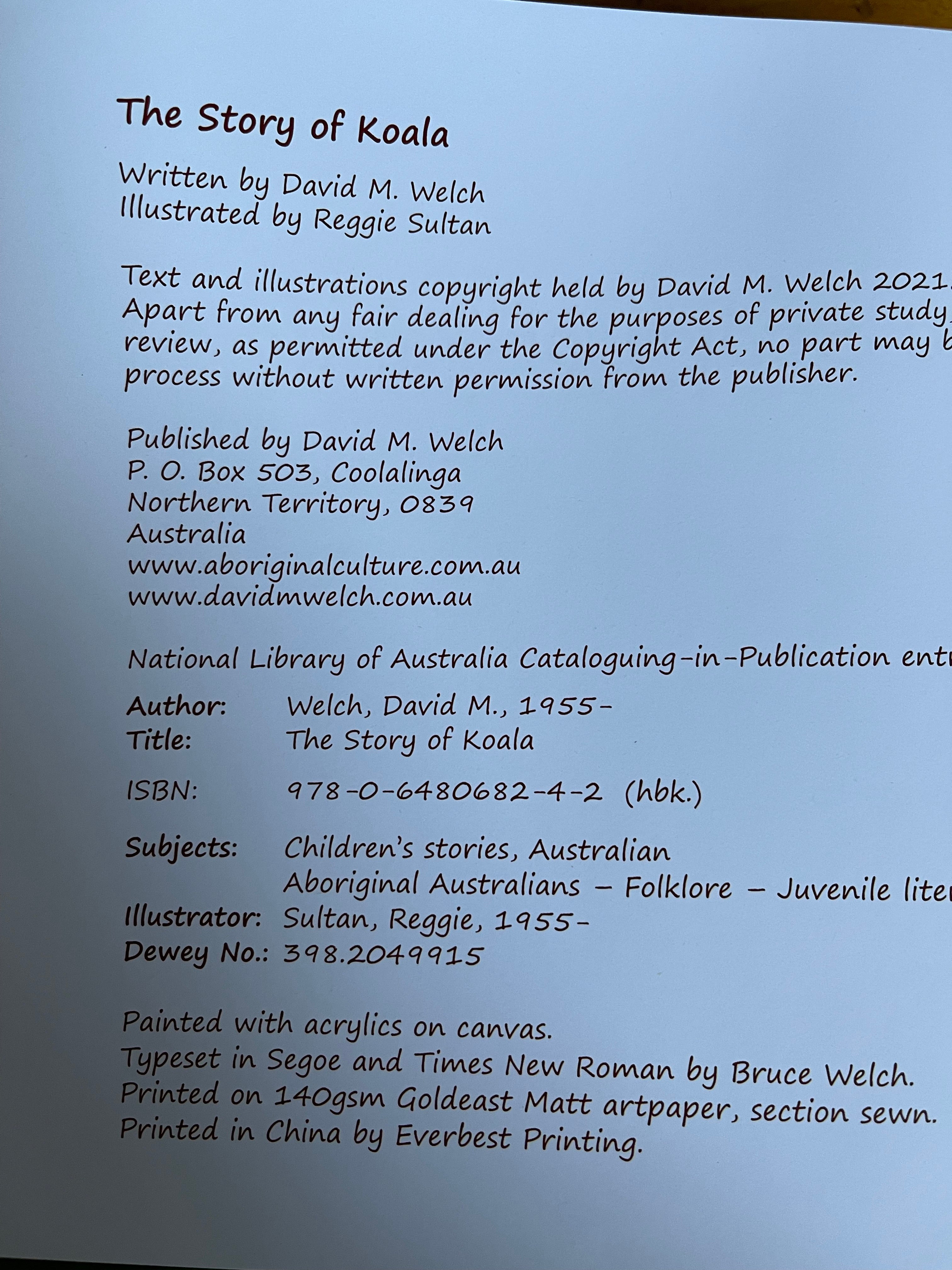Hardcover Book -The Story of Koala - David Welch - Reggie Sultan