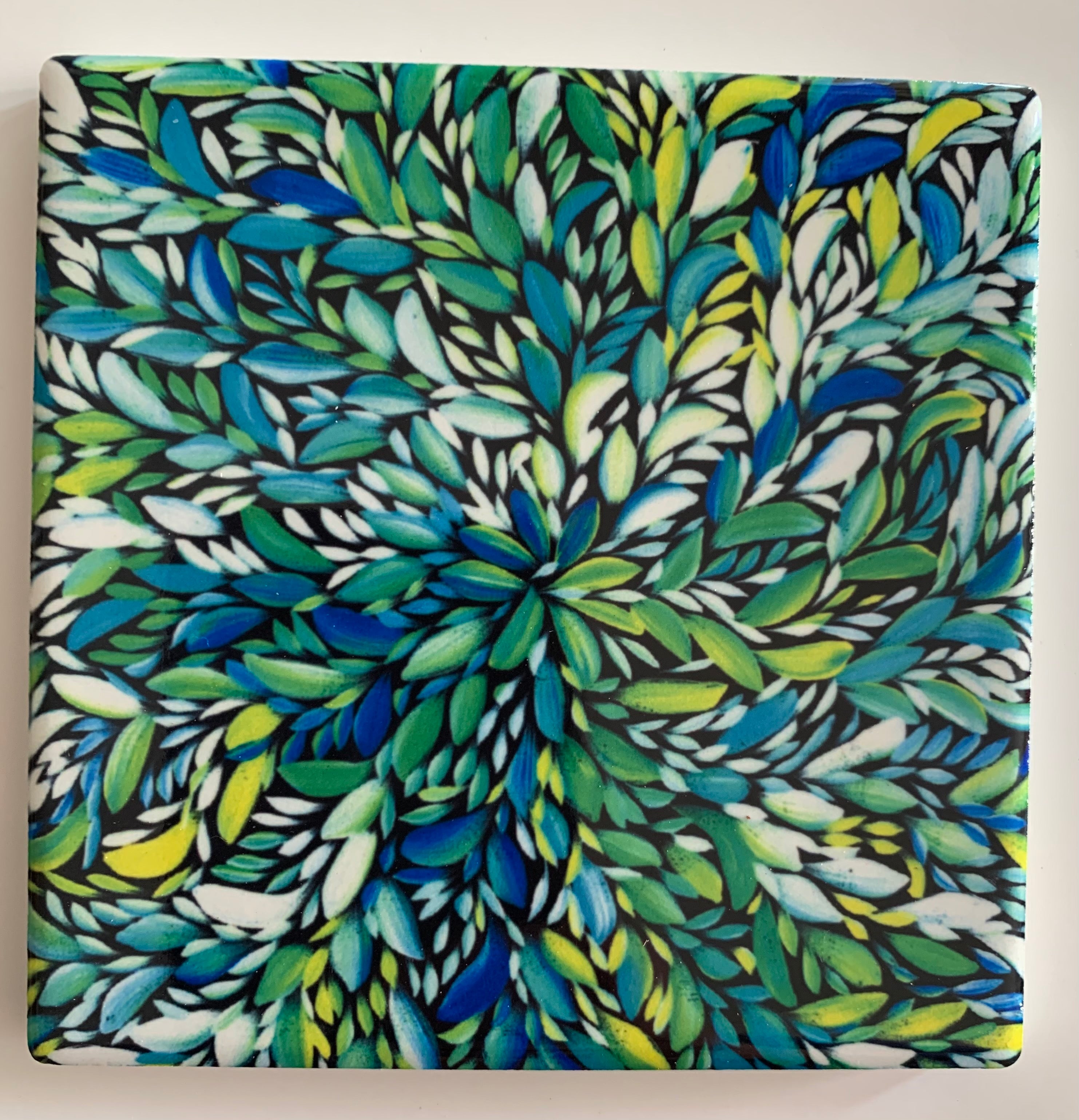 Ceramic Coaster - Louise Numina Napananka - Green