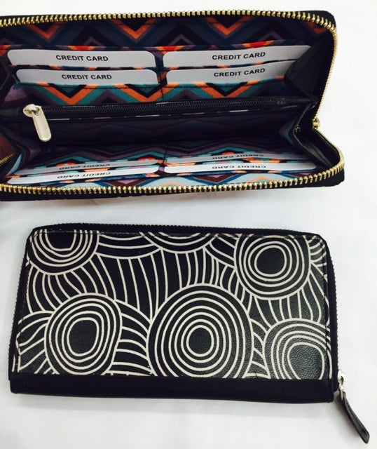 Leather Zip Wallet - Maringka Burton - Black