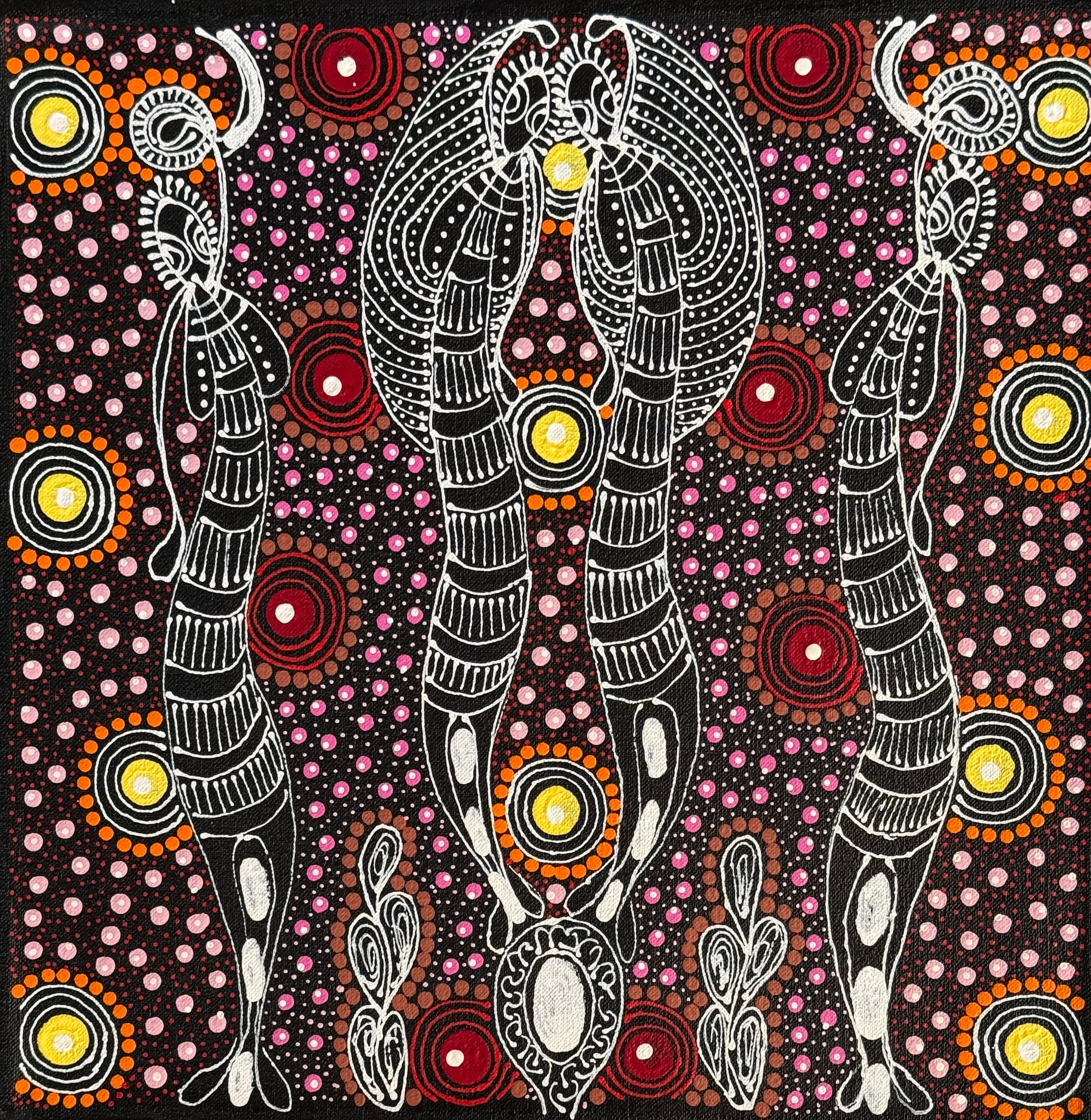 Colleen Wallace - Dreamtime  Sisters -  30x30cm .90