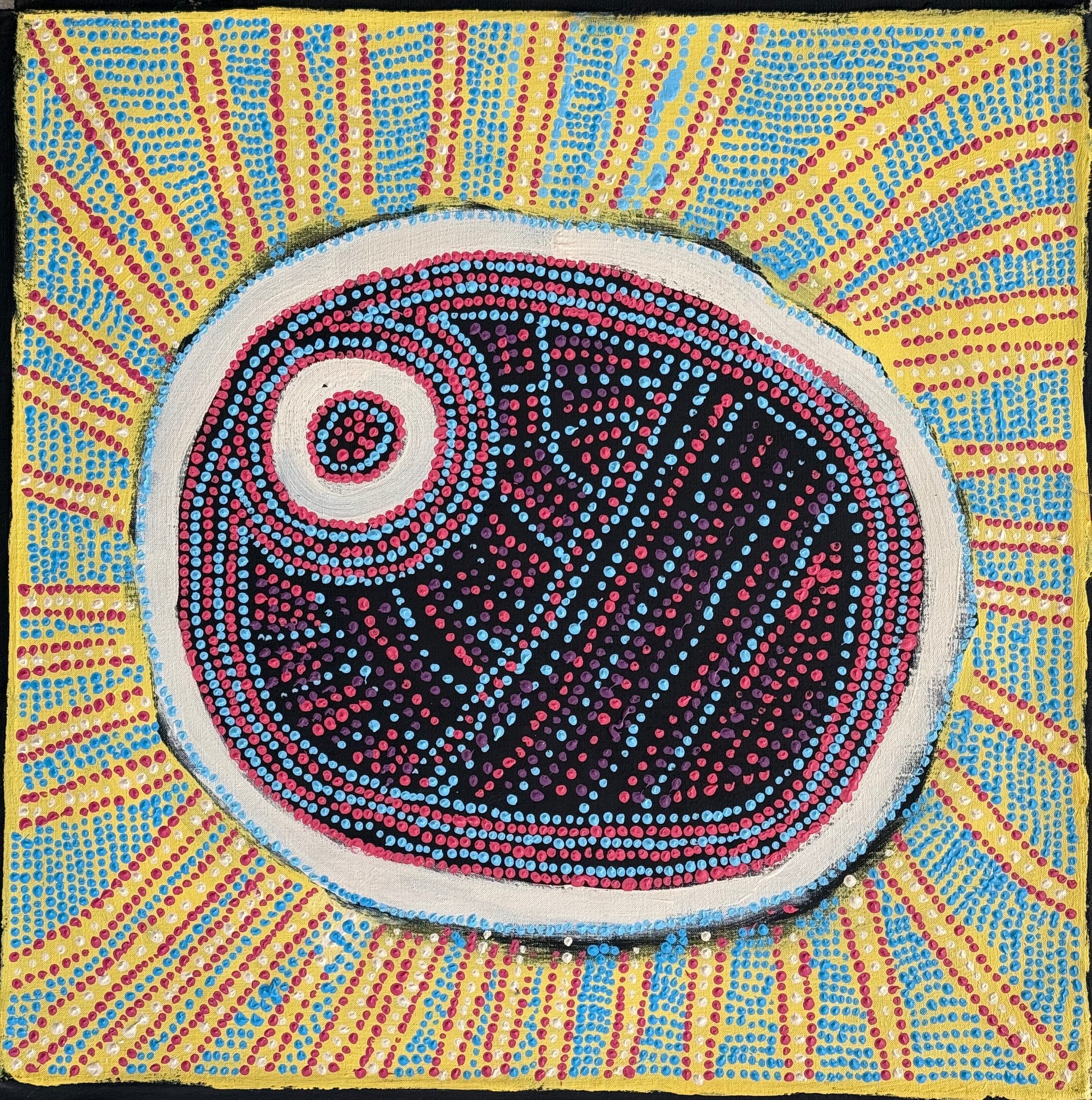 Tasha Nampijinpa Collins - Ngapa Jukurrpa (Water Dreaming) Puyurru - 61x61cm