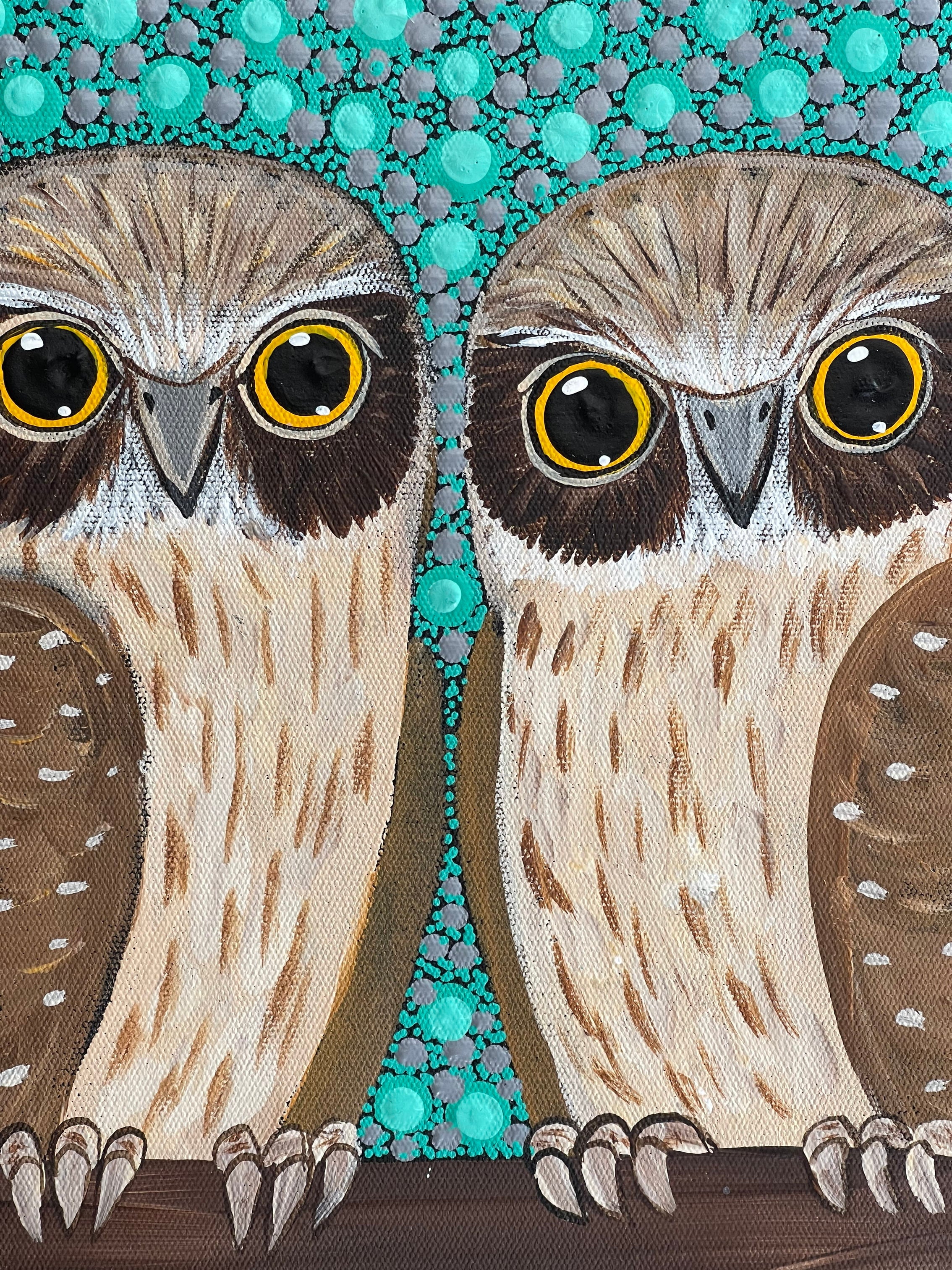 Kathleen Buzzacott - Barn Owls - 30x30cm .74-9