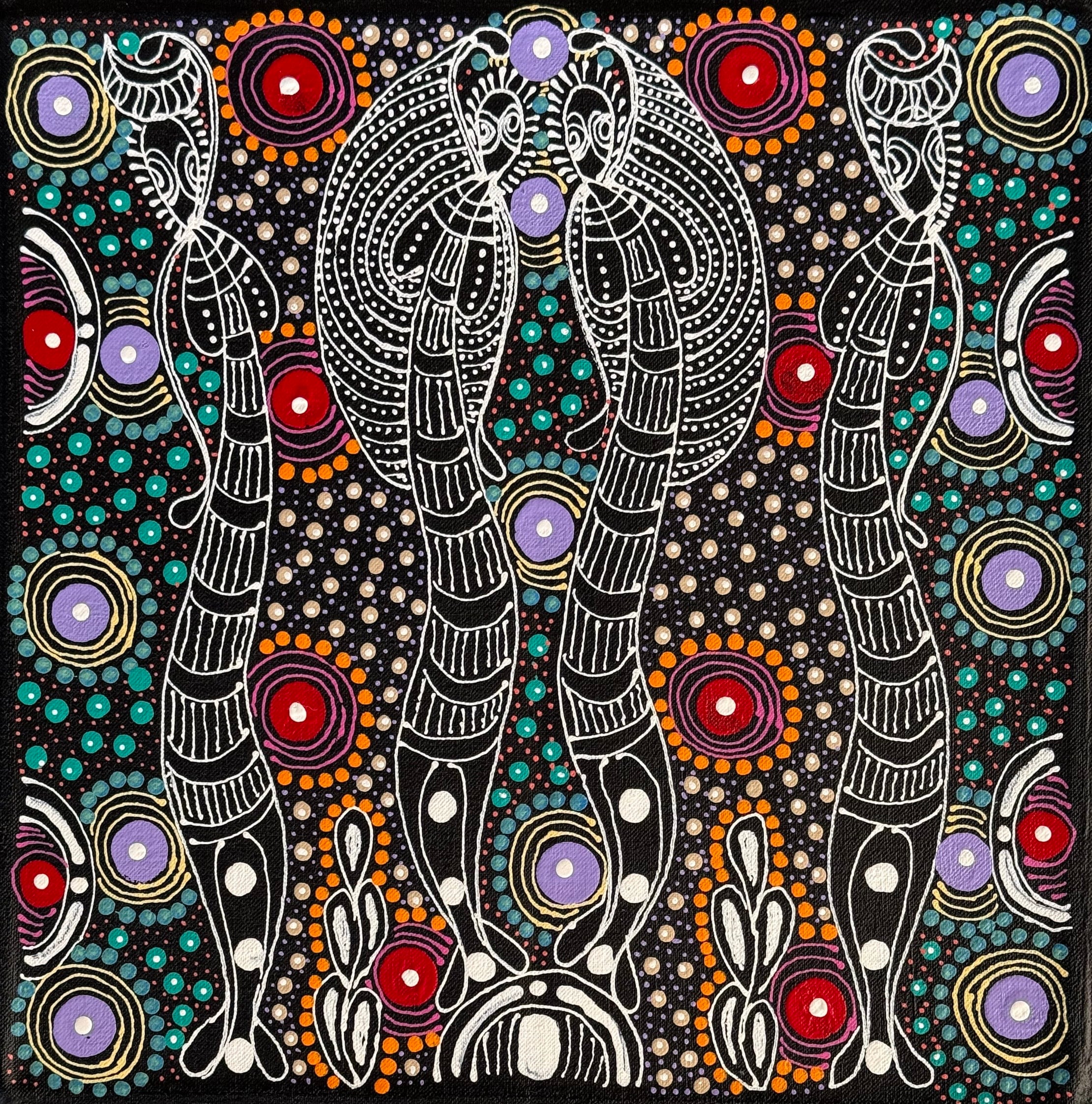 Colleen Wallace - Dreamtime  Sisters -  30x30cm .14