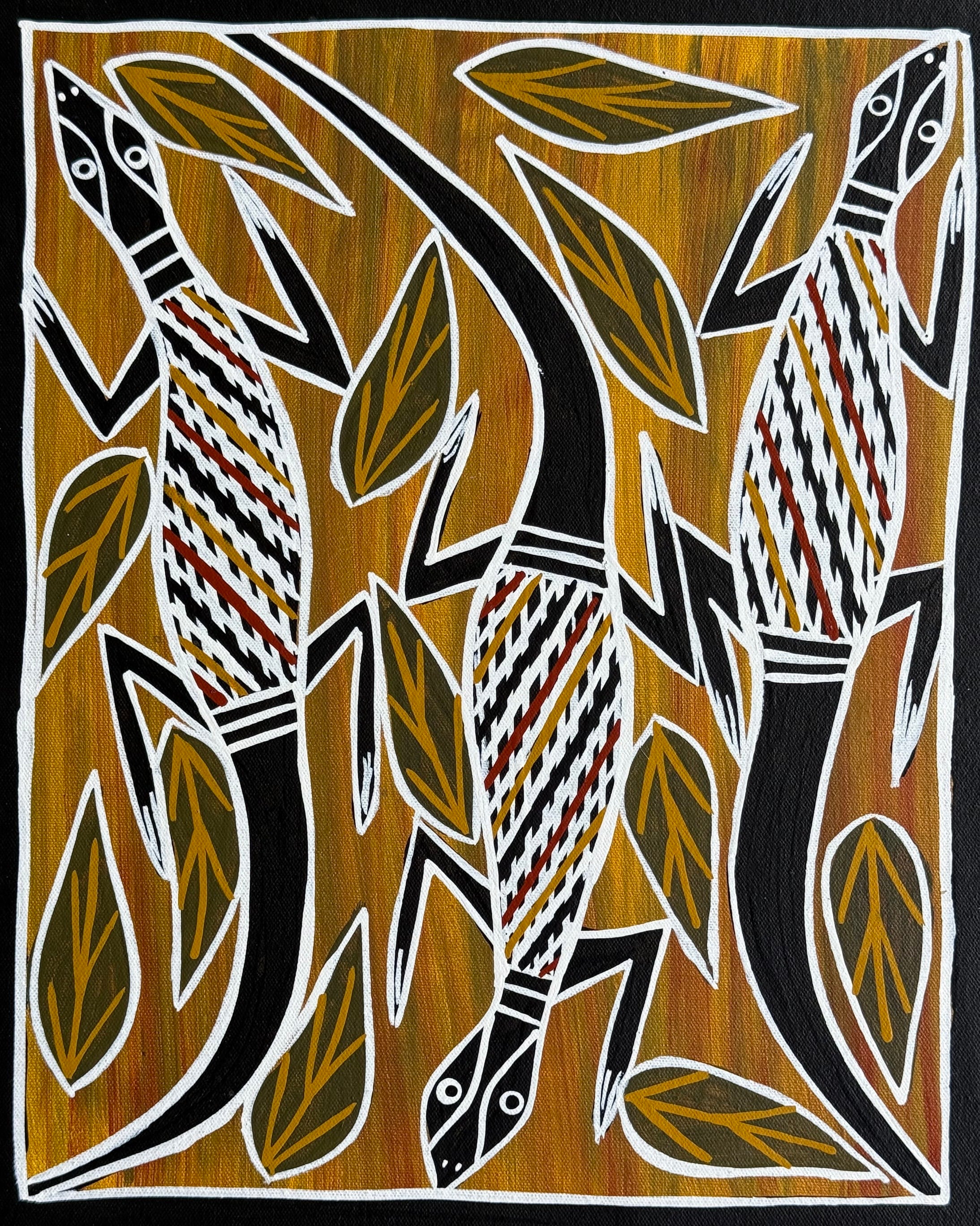 Christine Burarrwanga - Goannas - 42x32cm .01-5