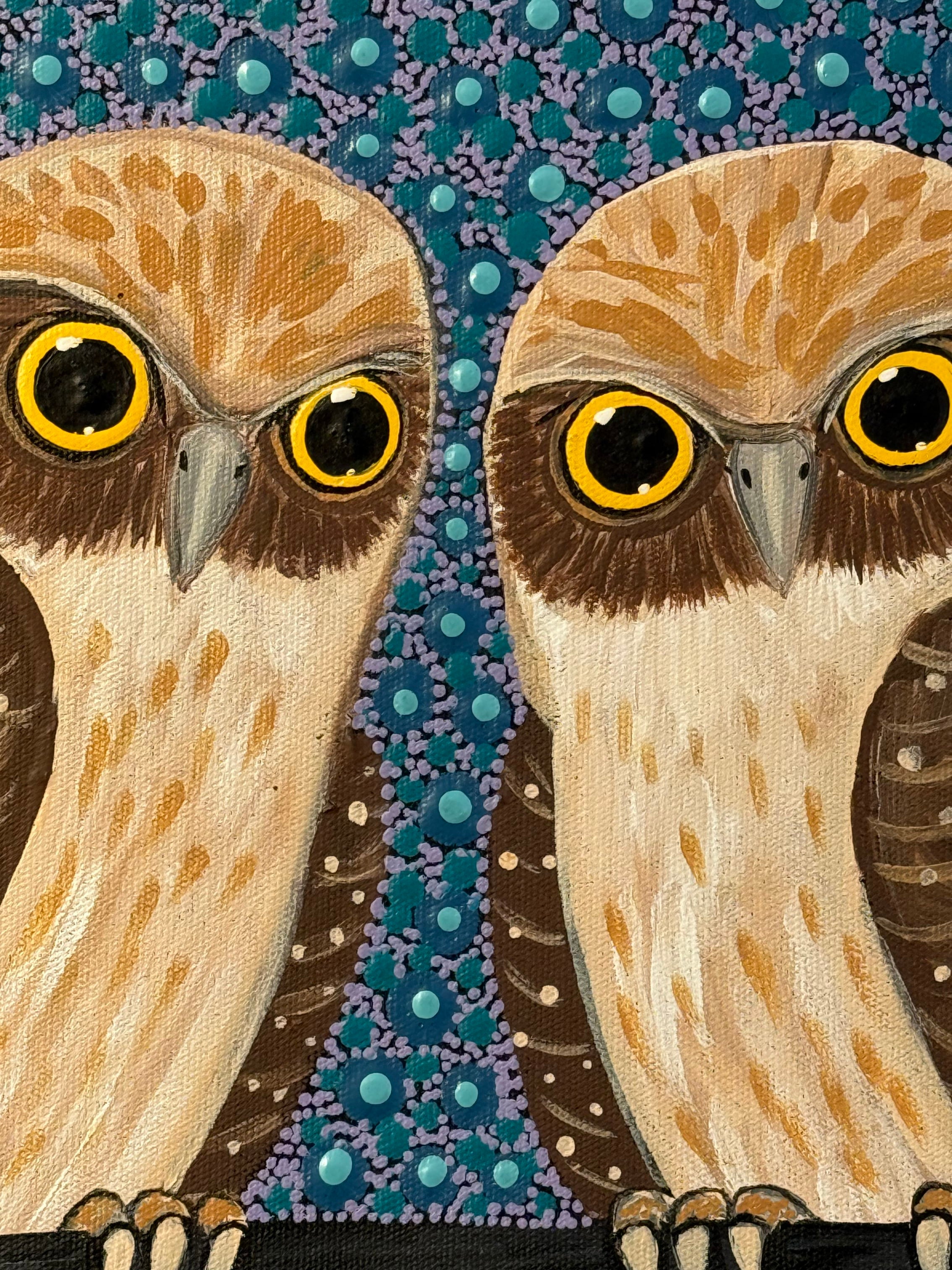 Kathleen Buzzacott - Boobook Owls - 30x30cm .17-4