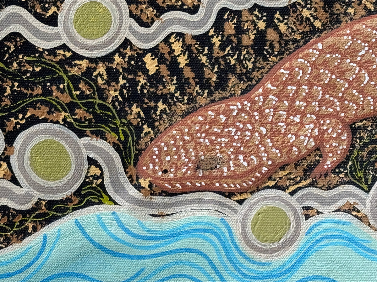 Deidre Burgoyne Rosier - Travel Tracks of Bobtail Lizard Looking for Water .51-1