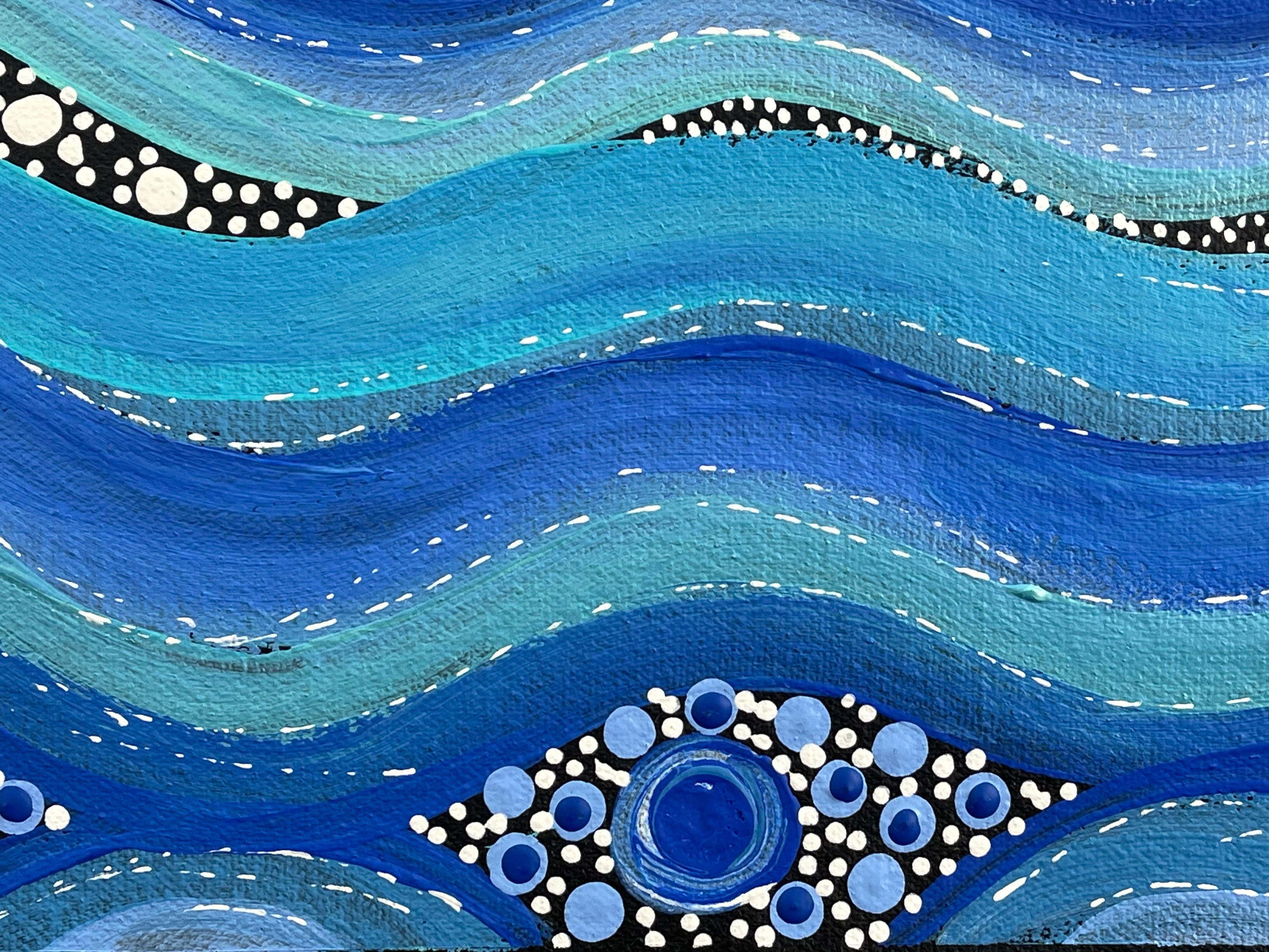 Deidre Burgoyne Rosier - Mirning Dreaming the Water, Whales, Kokatha Land, Sky, Wirangu Country, My Family Country - 98x146cm .47-2