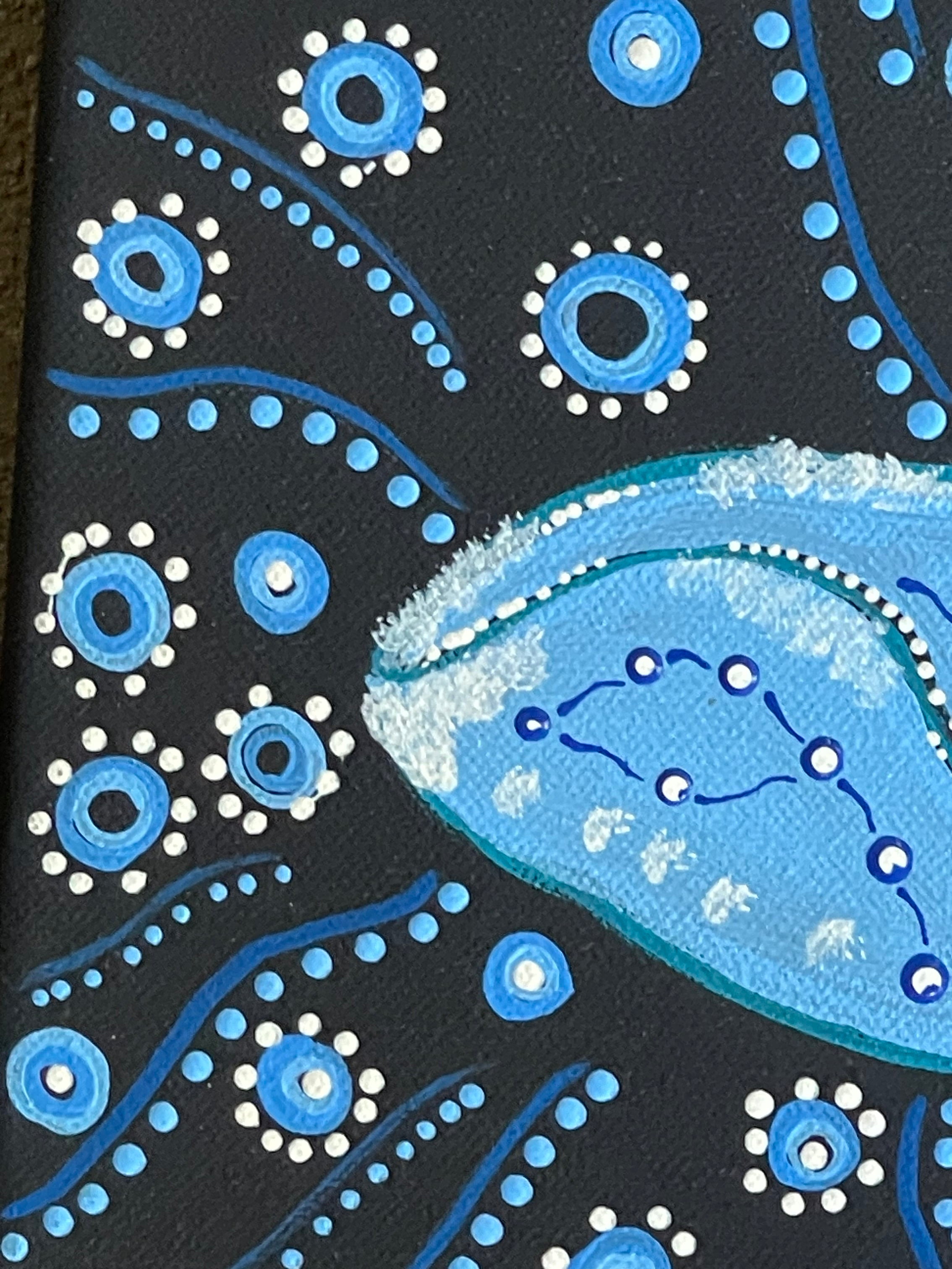 Deidre Burgoyne Rosier - Whale Dreaming - 30x30cm .90-7 *stretched ready to hang*