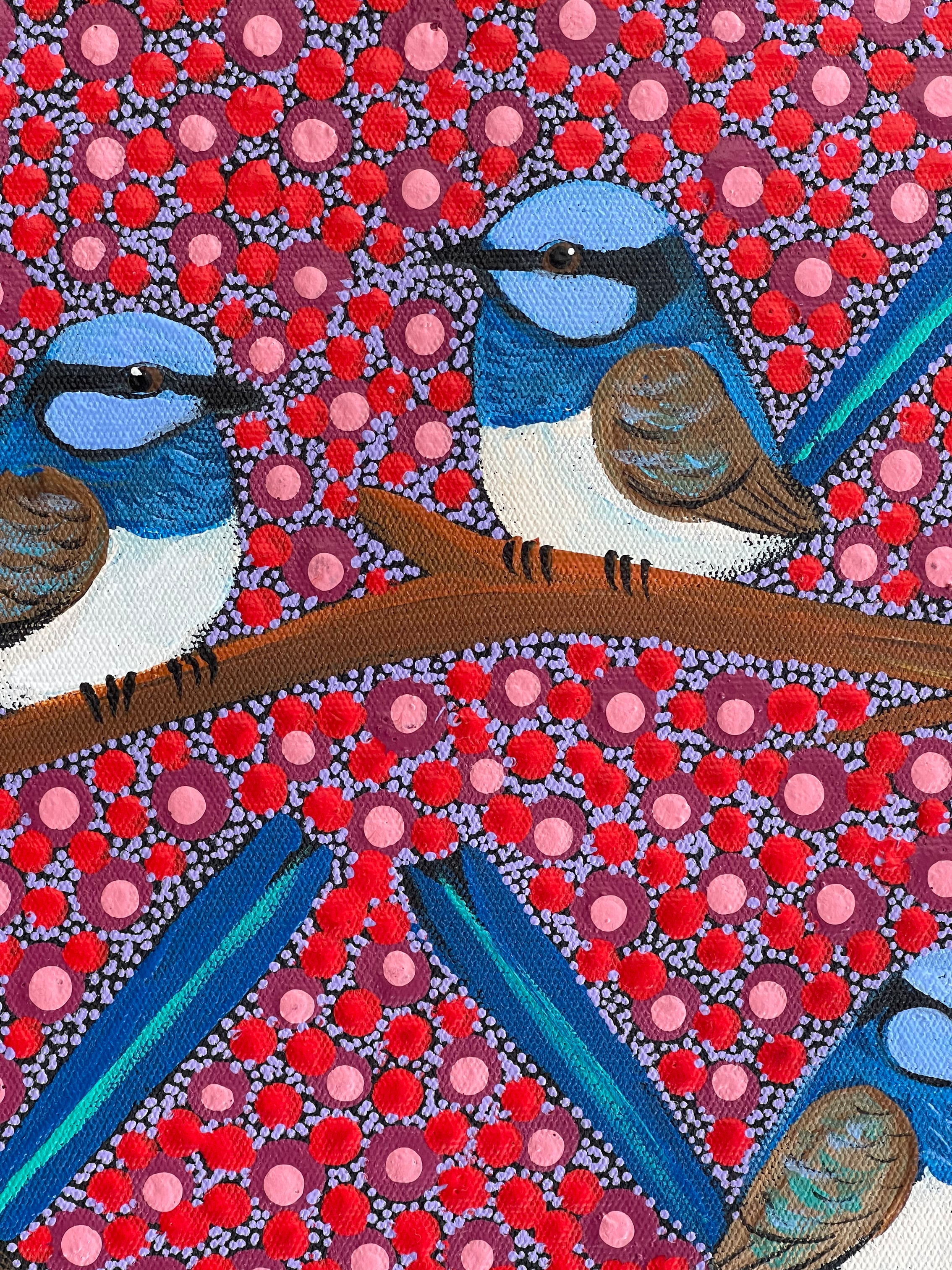 Kathleen Buzzacott - Blue Fairy Wrens (Males) - 30x30cm .74-2