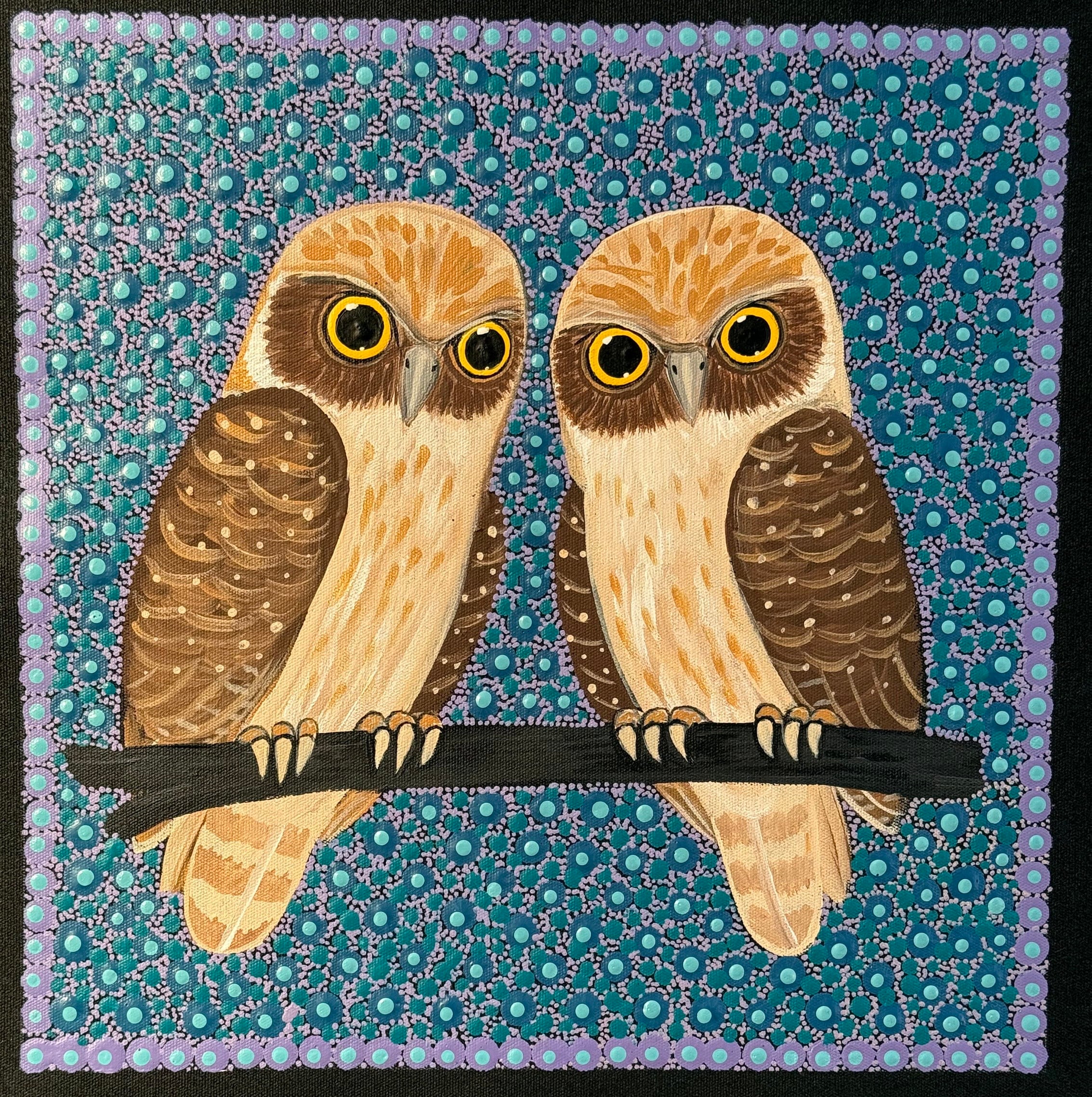 Kathleen Buzzacott - Boobook Owls - 30x30cm .17-4