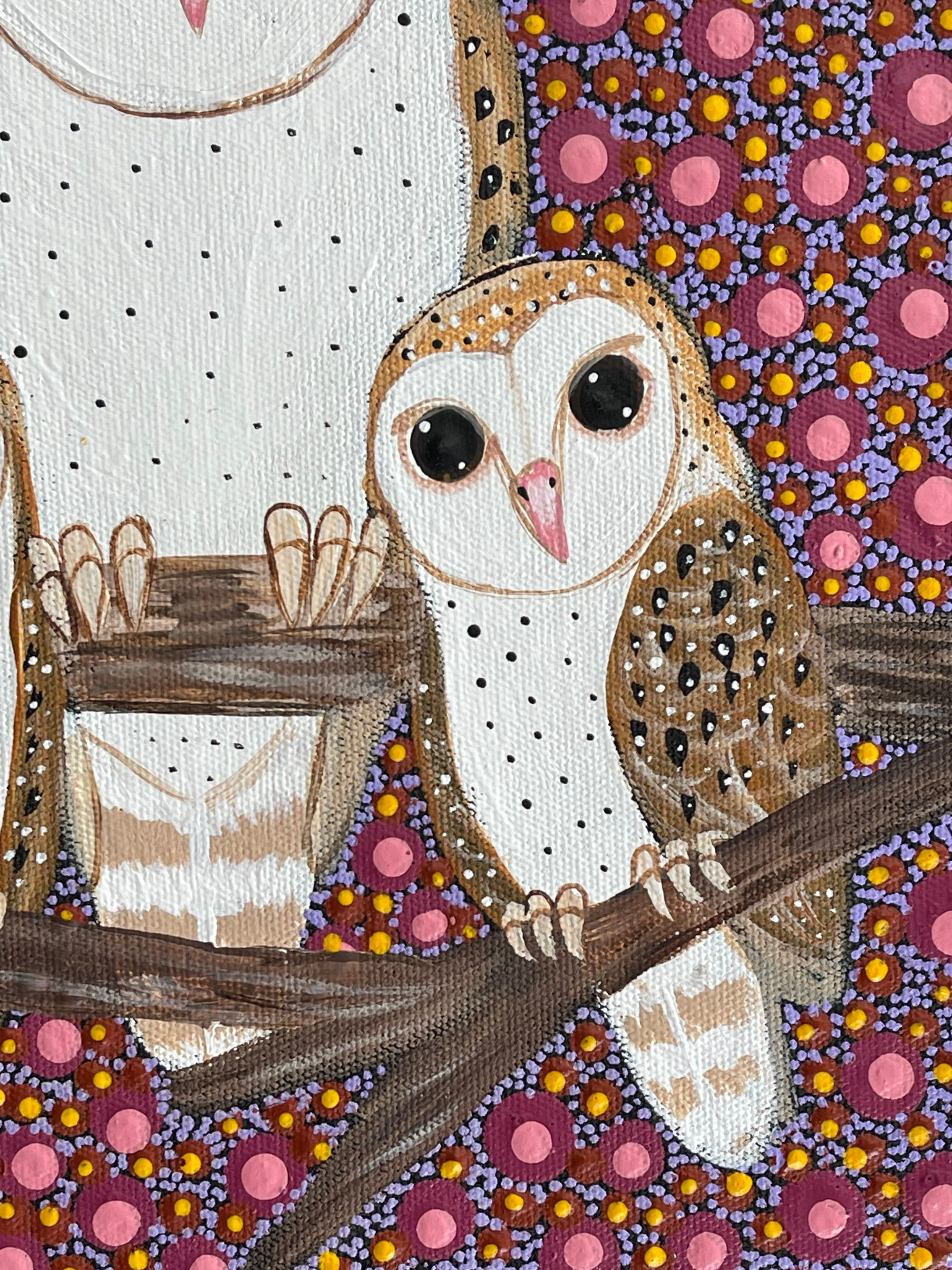 Kathleen Buzzacott - Barn Owls - 30x30cm .74-8