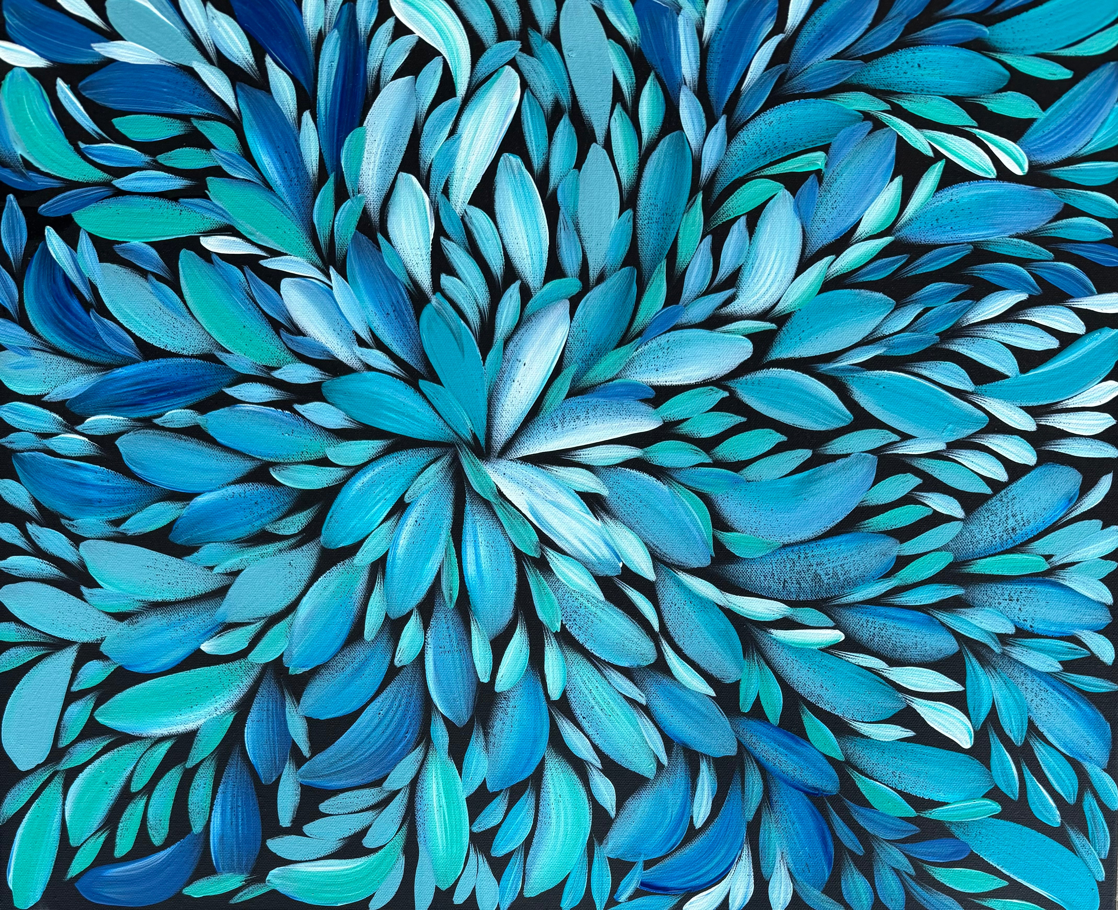 Louise Numina Napananka - Bush Medicine Leaves . *pre-stretched* (blue)
