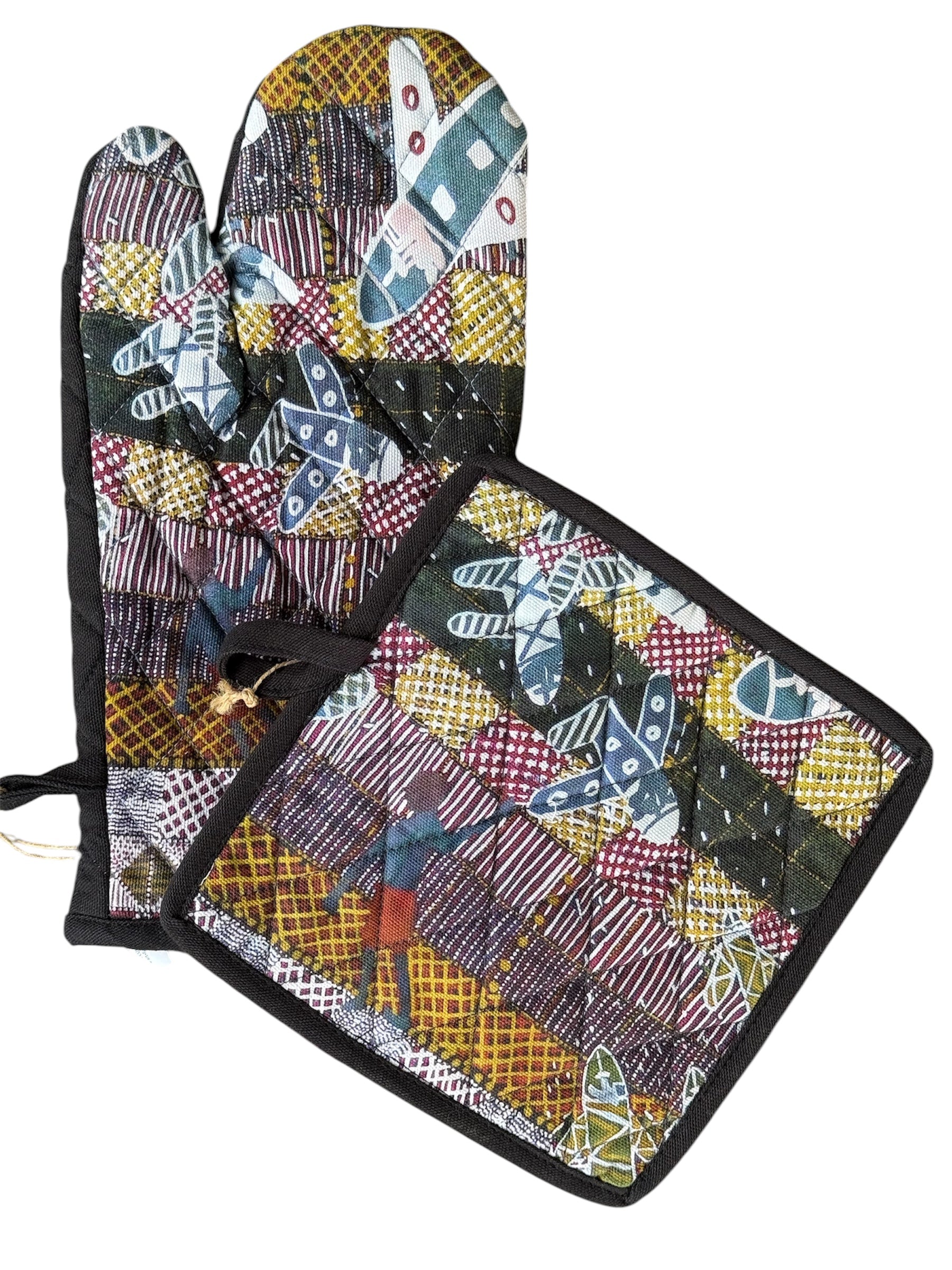 Cotton Oven Mit & Pot Holder Set - Susan Wanji Wanji