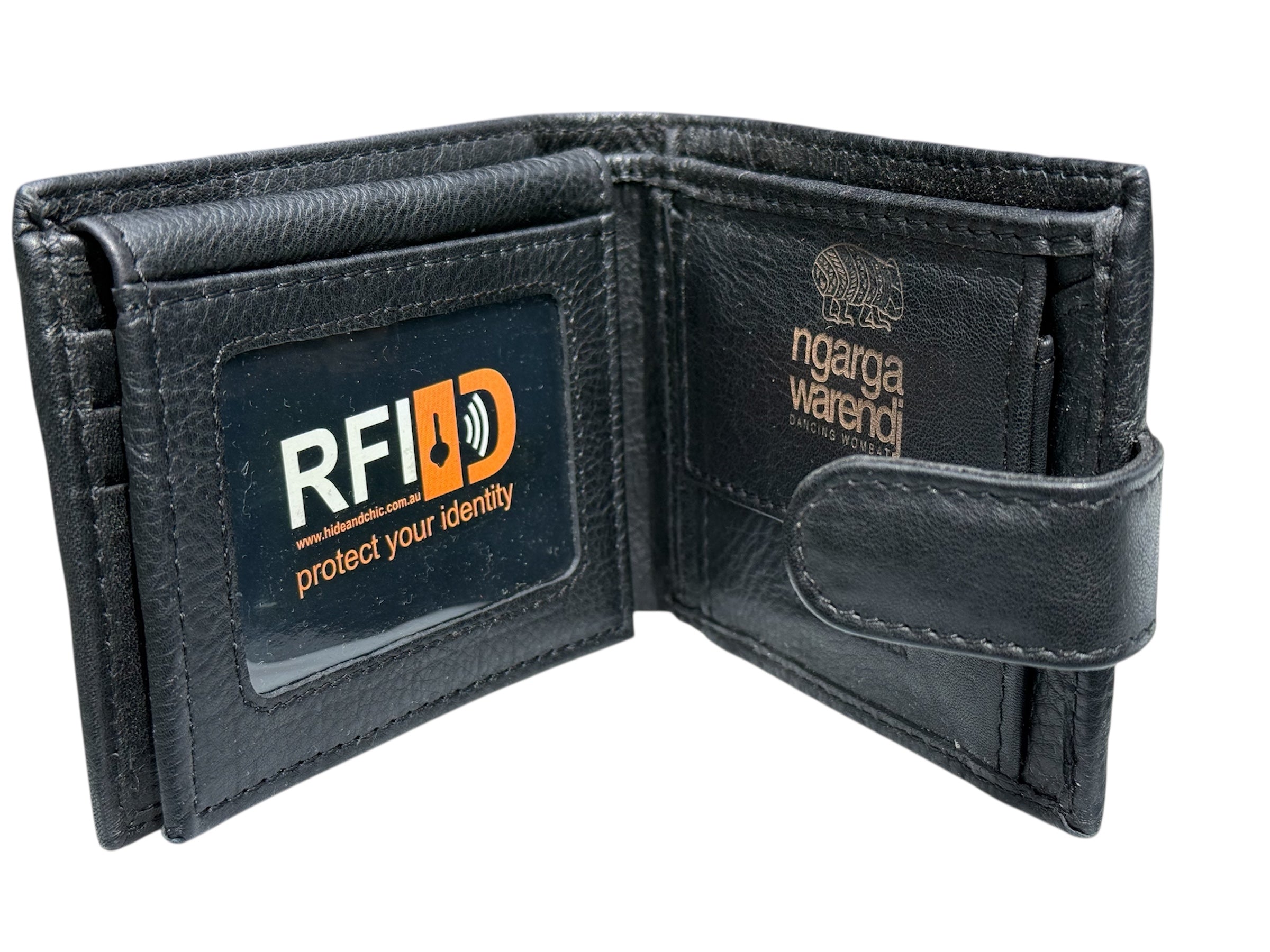 Men's Black Leather Wallet - Budja the Platypus - Mick Harding
