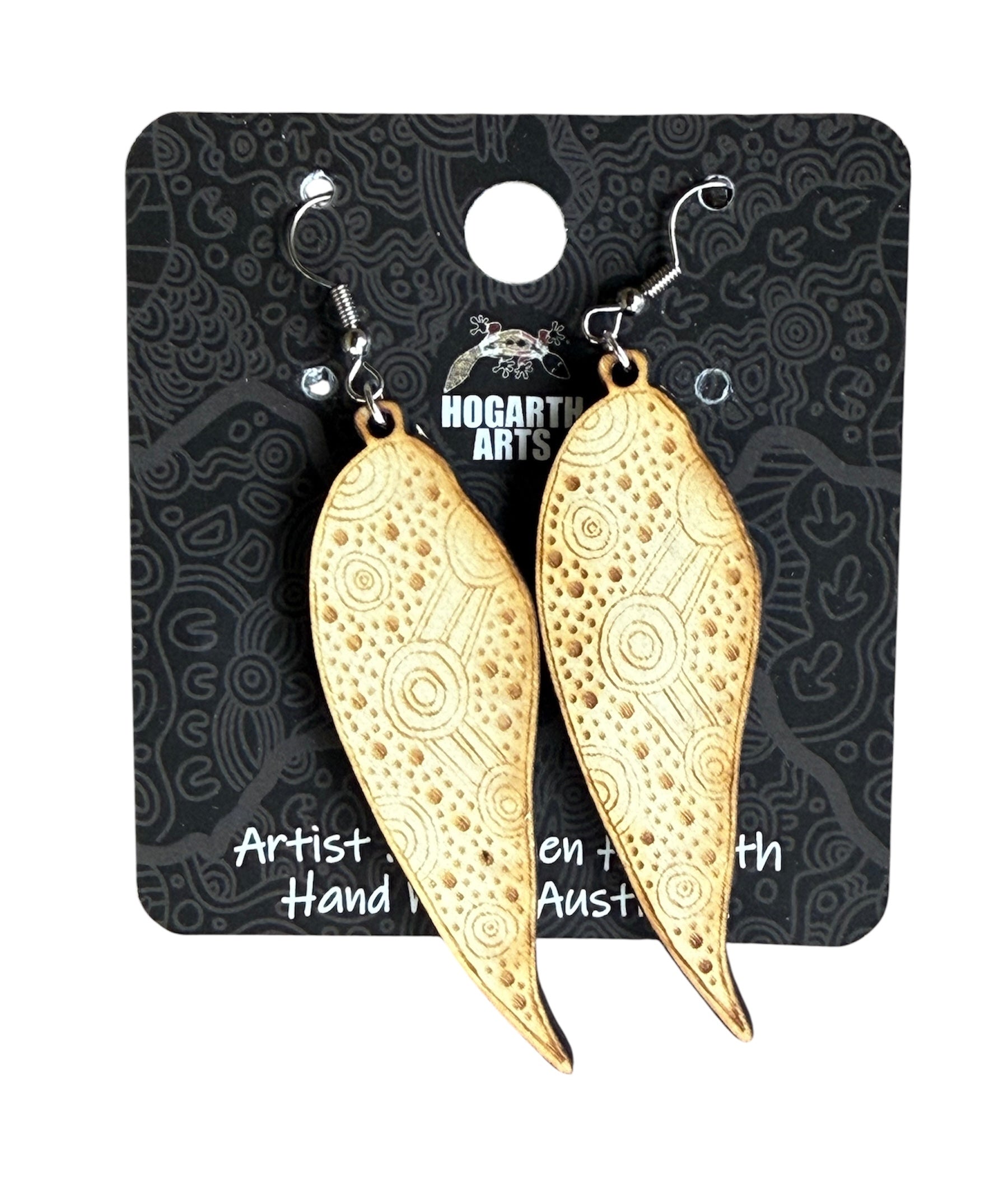 Earrings - Stephen Hogarth - Burnt Ply Leaf