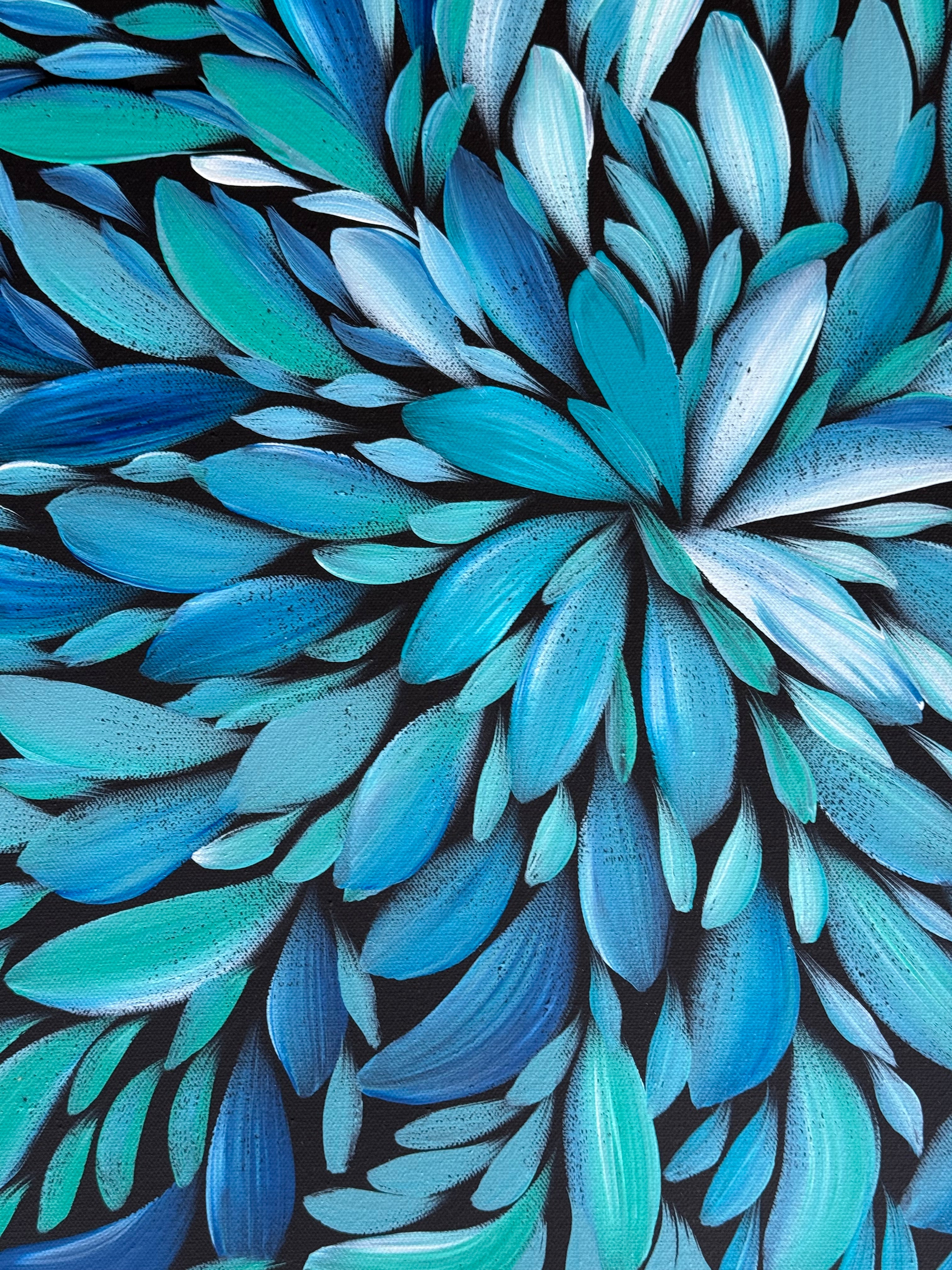 Louise Numina Napananka - Bush Medicine Leaves . *pre-stretched* (blue)