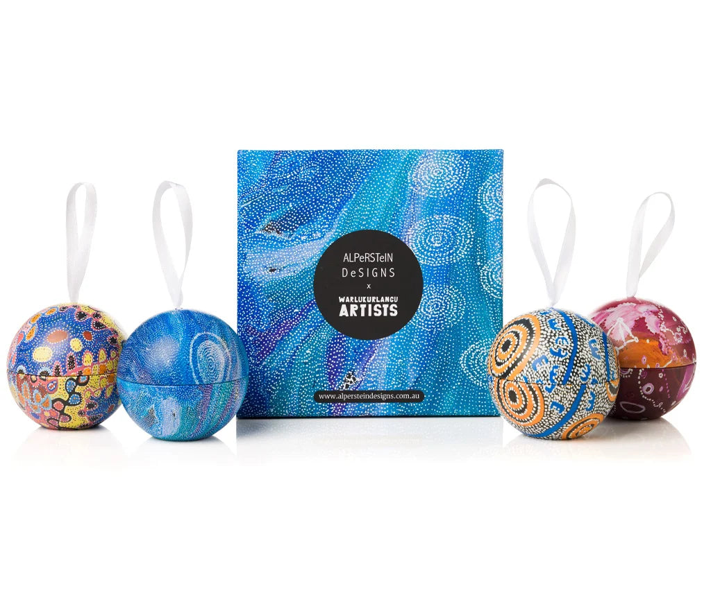 4 Pack Xmas Tin Baubles