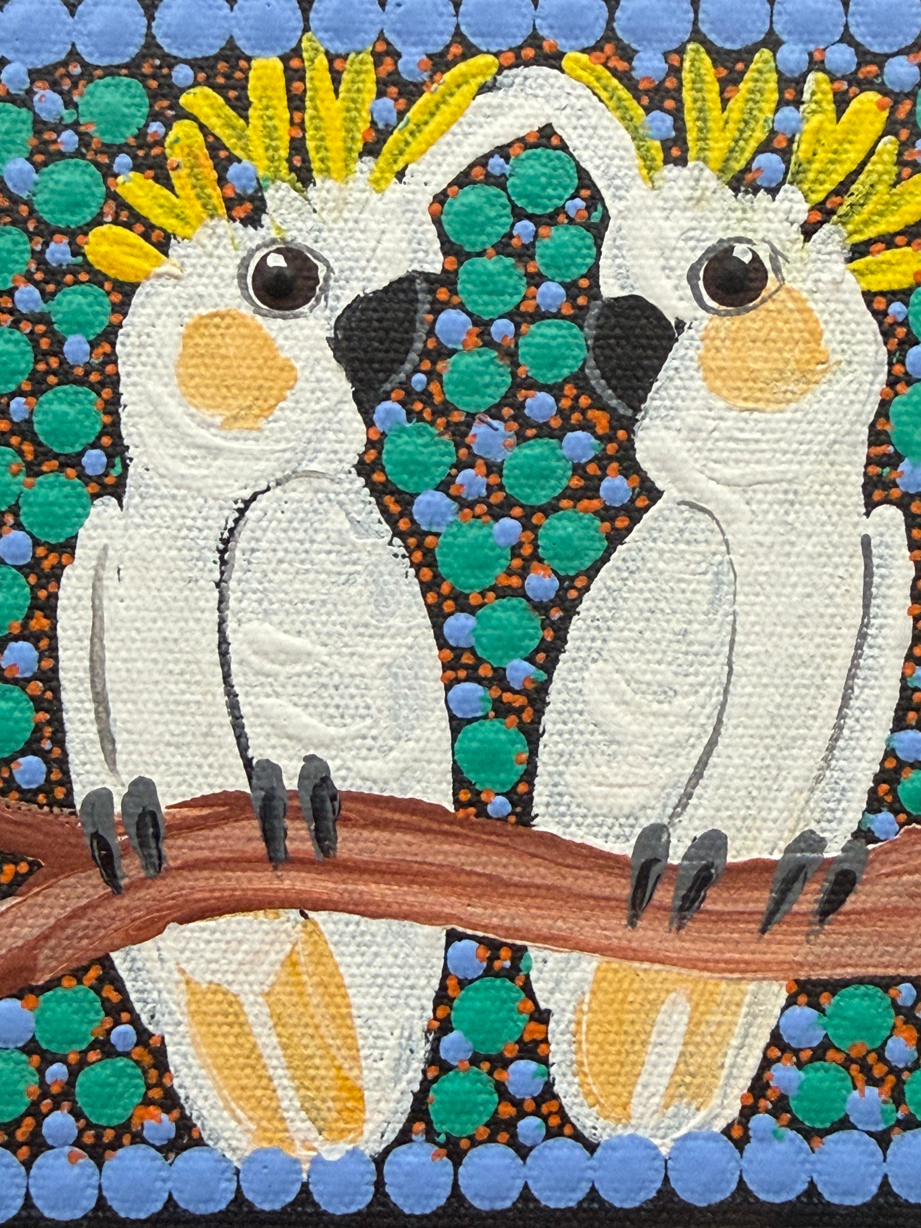 Kathleen Buzzacott - Sulphur Crested Cockatoos - Small, Framed .505