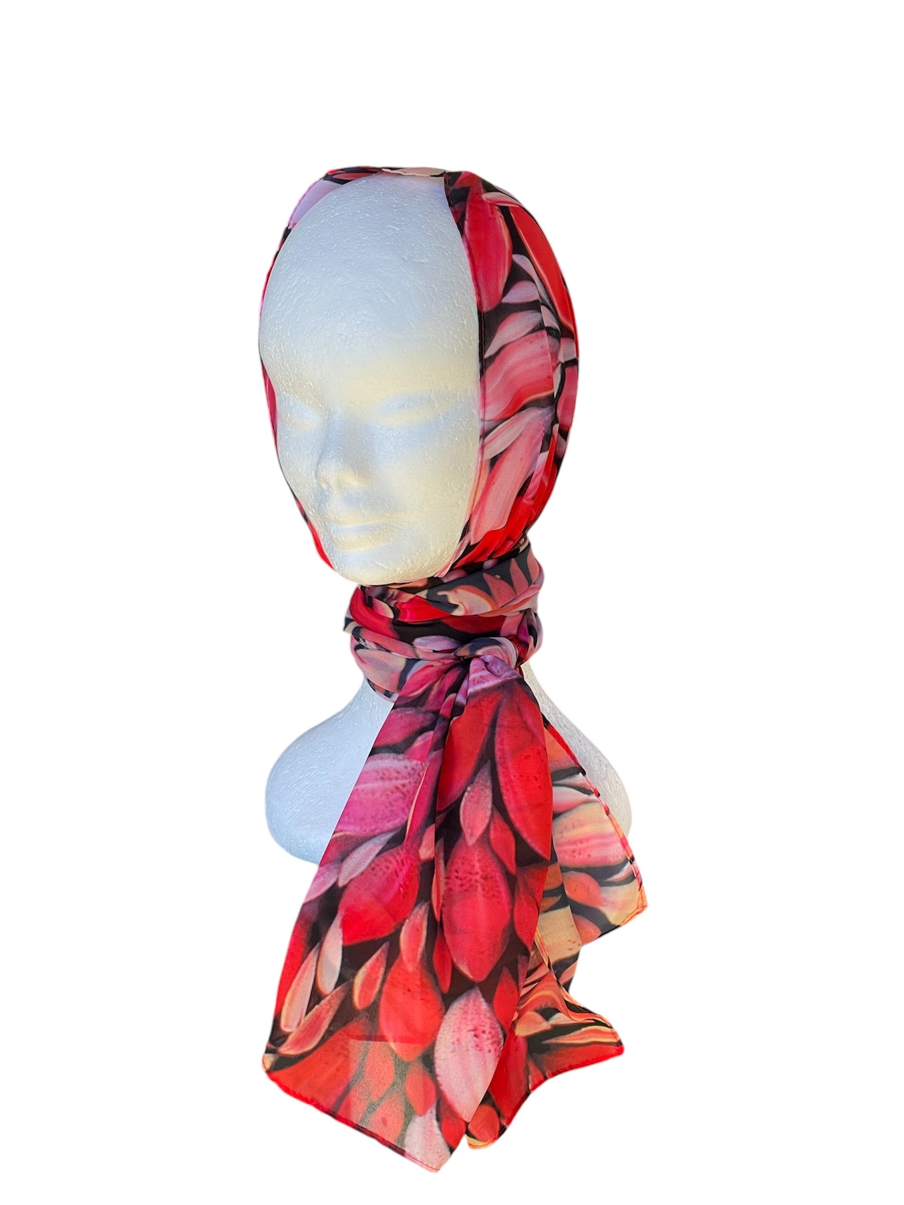 Silk Scarf - Louise Numina - Bush Medicine Leaves (Red)