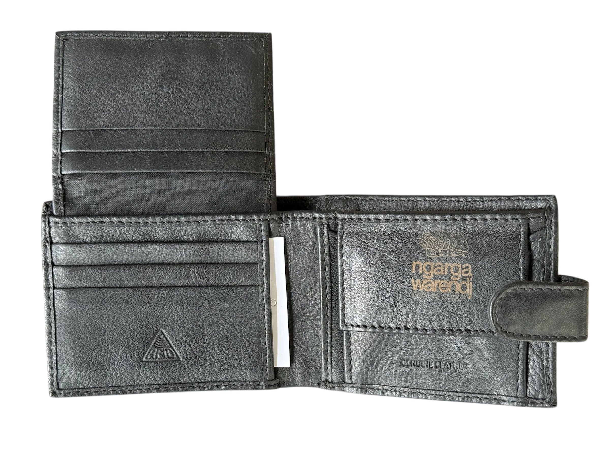 Men's Black Leather Wallet - Budja the Platypus - Mick Harding