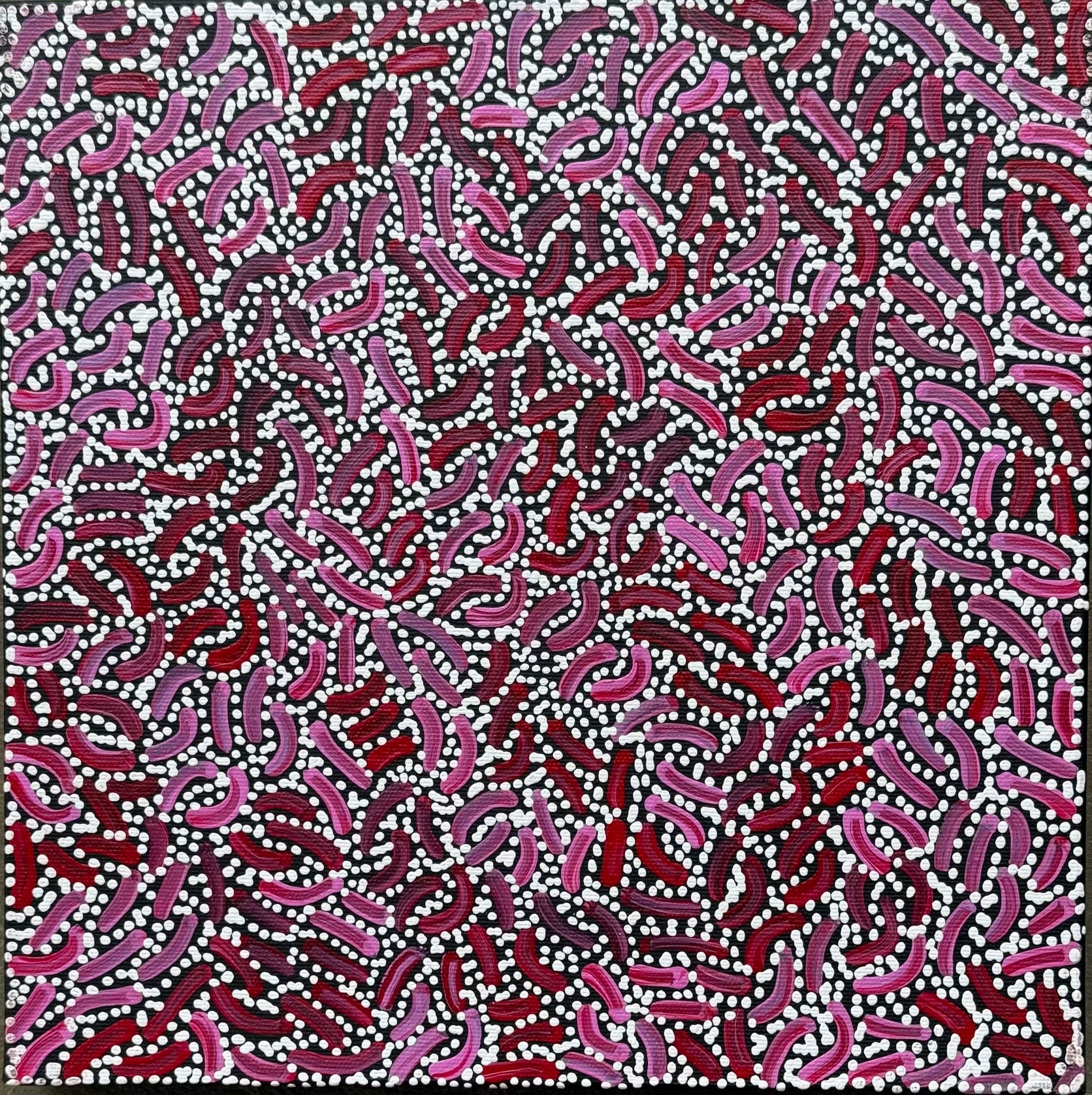 Nathania Nangala Granites - Warlukurlangu Jukurrpa (Fire Country Dreaming) - Stretched