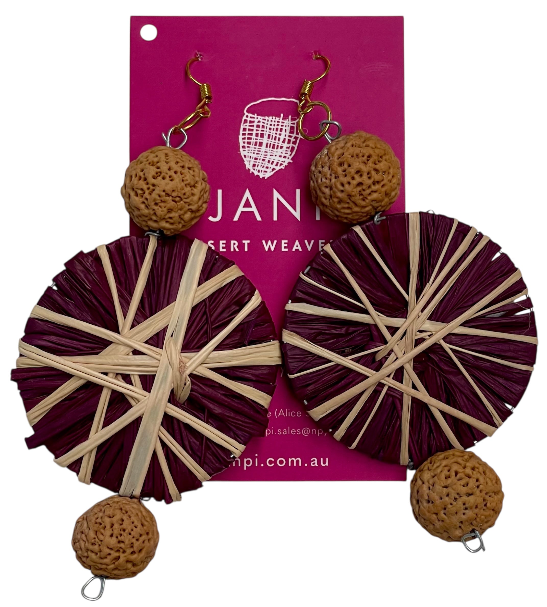 Raffia Woven Large Disc Earring - Eva Braeden