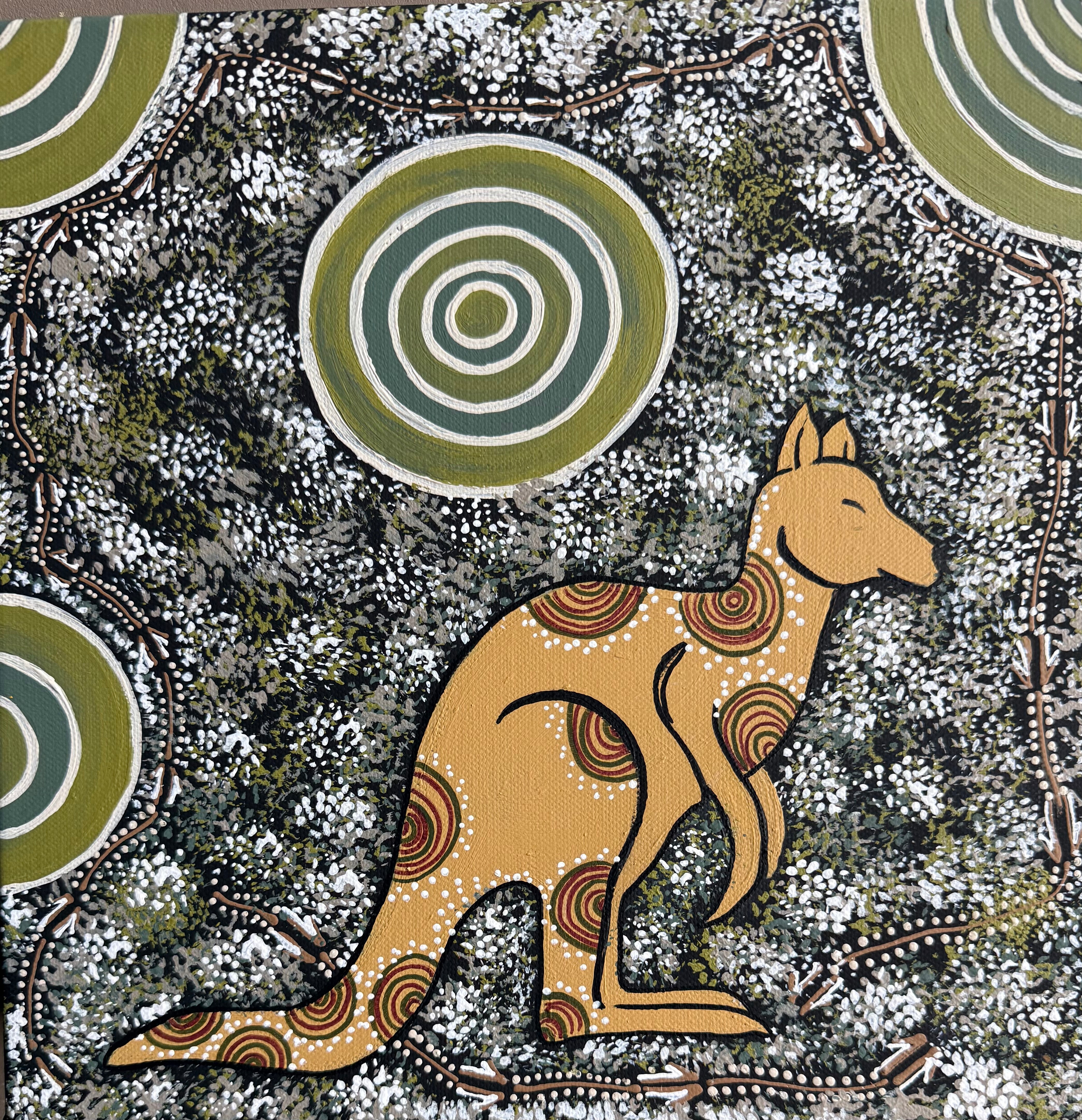 Deidre Burgoyne Rosier - Kangaroo Looking For Food *pre-stretched* .18-6