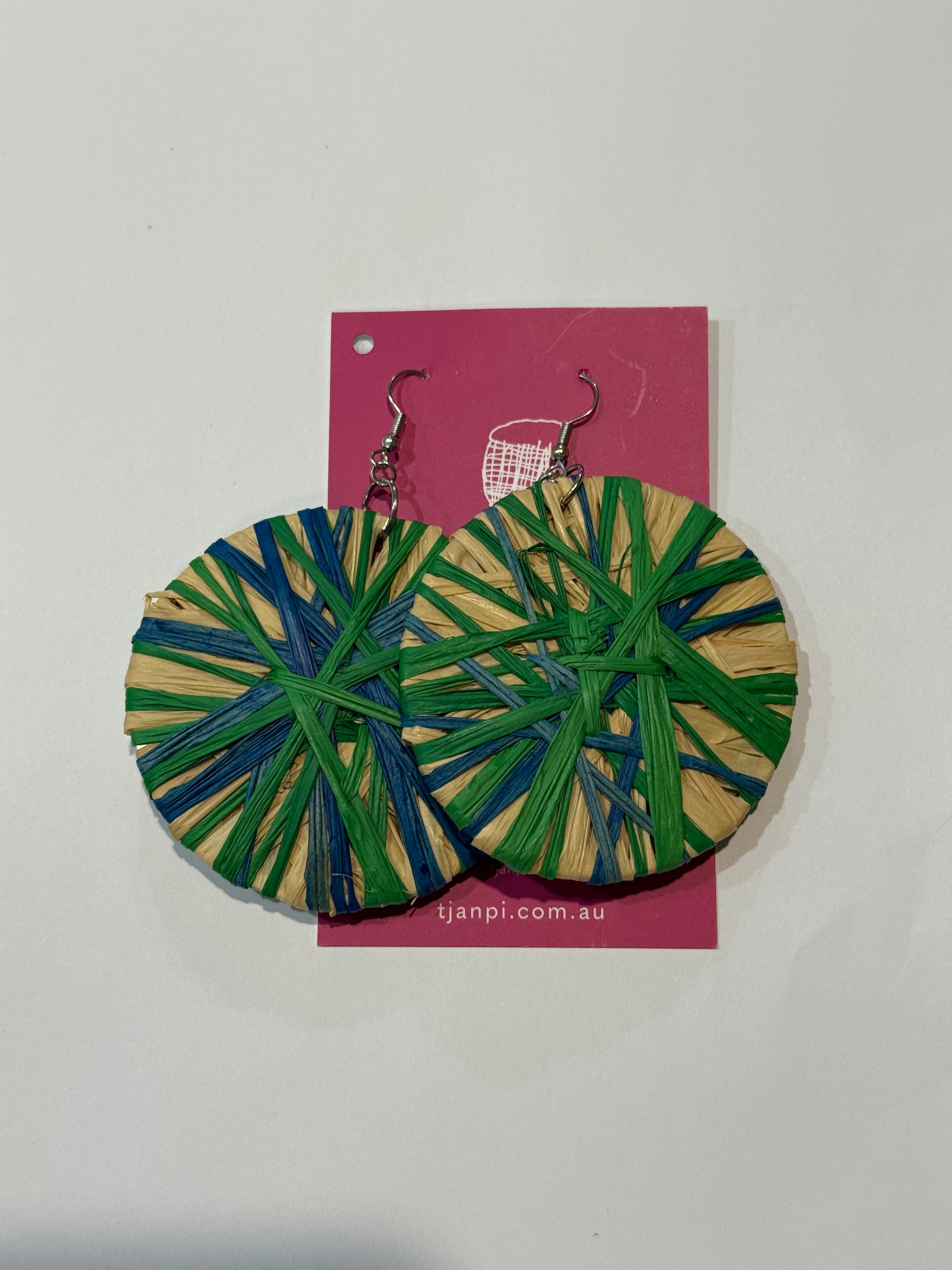 Raffia Woven Disc Earrings - Eva Braeden .302