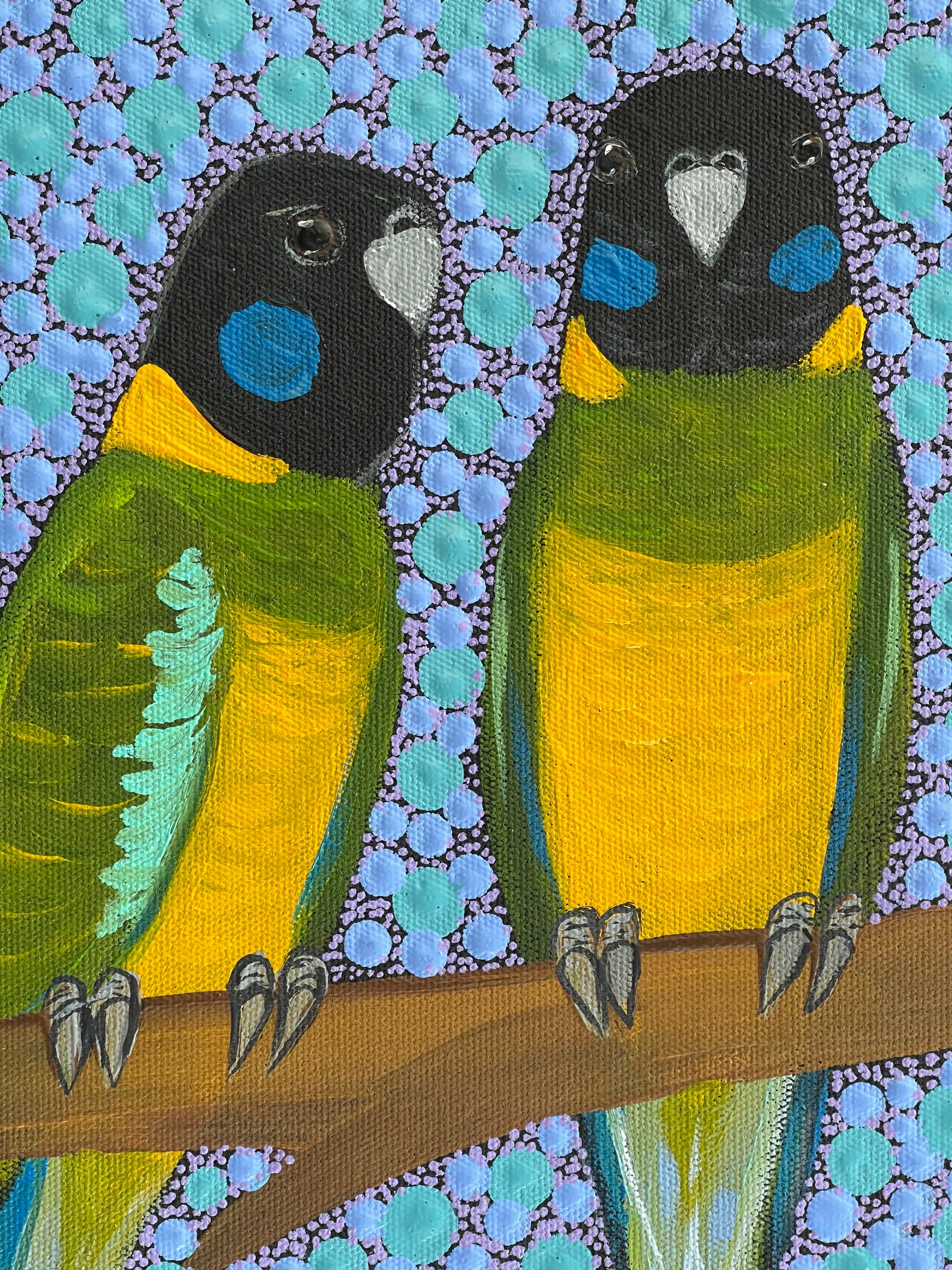 Kathleen Buzzacott - Ring Necked Parrots - 30x30cm .74-3