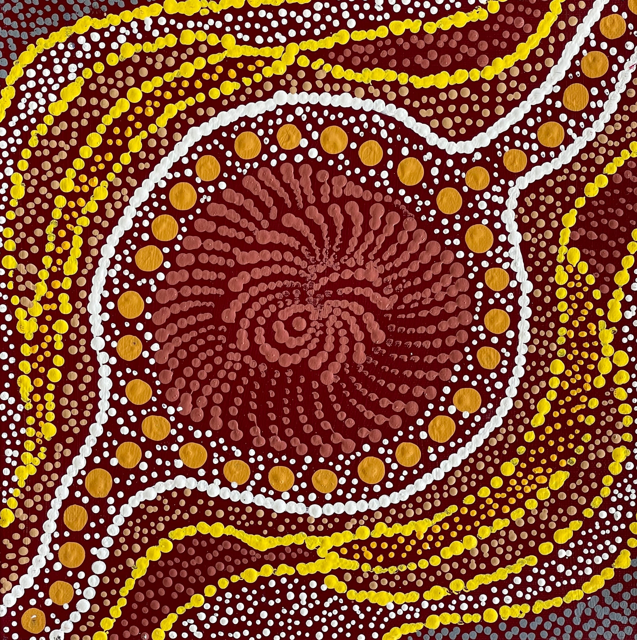 Maria Nampijinpa Brown - Pamapardu Jukurrpa (Flying Ant Dreaming) - 30x30cm Stretched