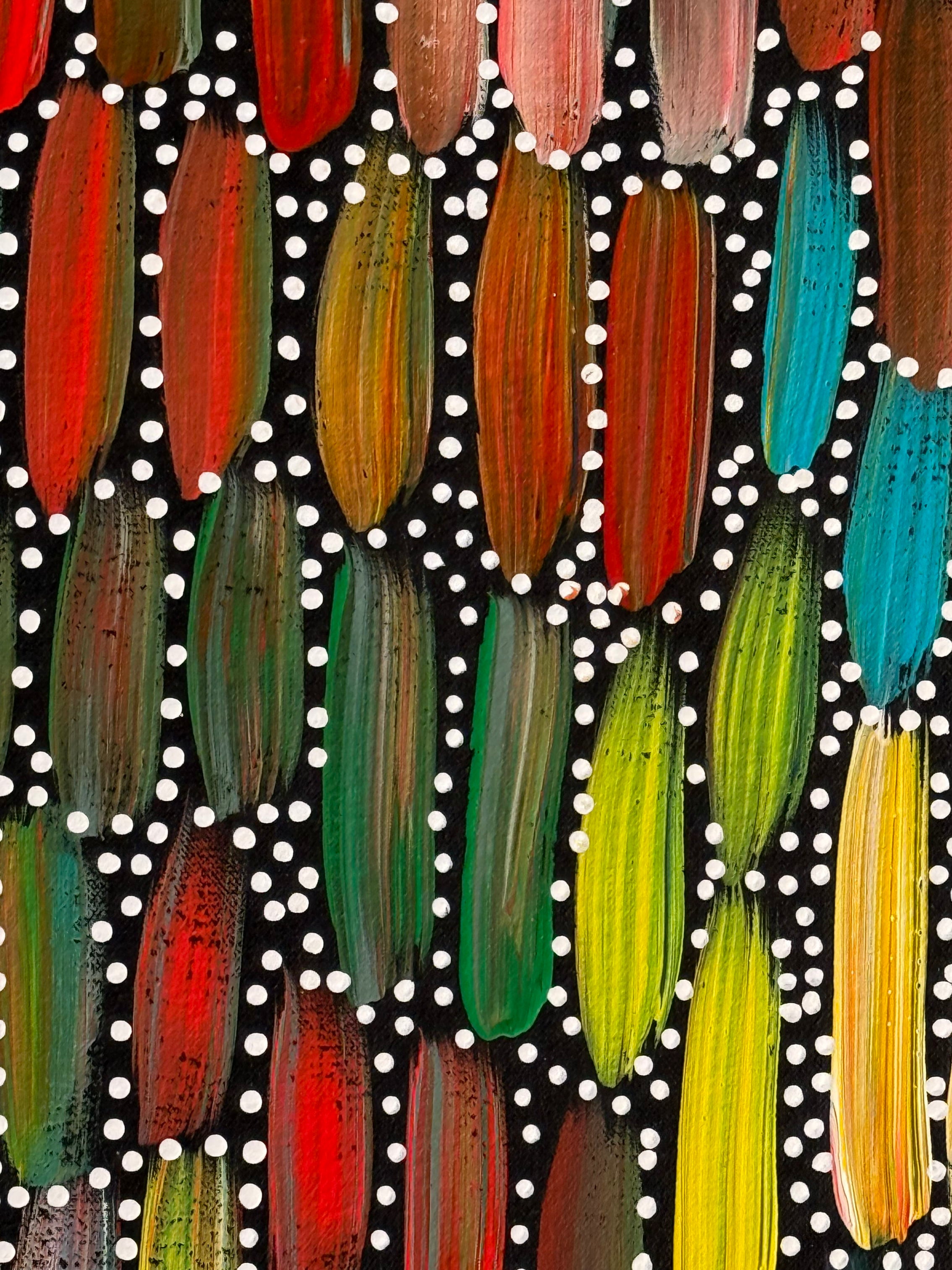 Louise Numina Napananka - Bush Yams (Anatye), Bush Tucker - 60x60cm .70-26