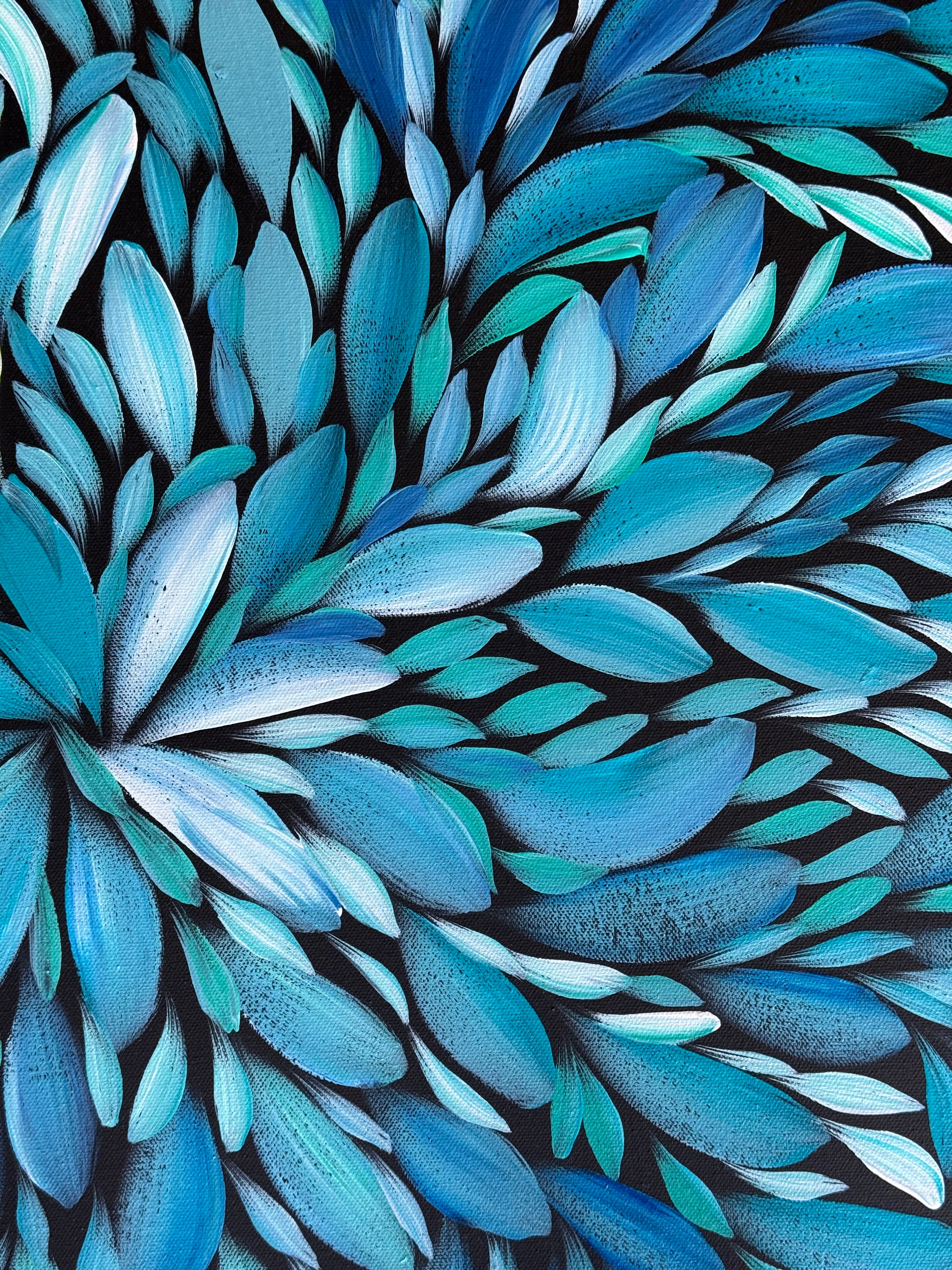 Louise Numina Napananka - Bush Medicine Leaves . *pre-stretched* (blue)