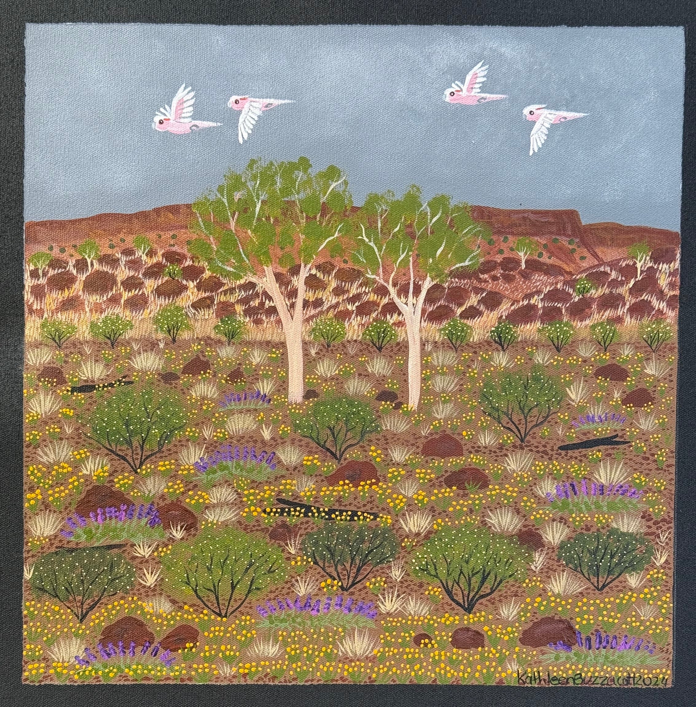 Kathleen Buzzacott - Wildflowers, Central Australia - 30x30cm .17-10