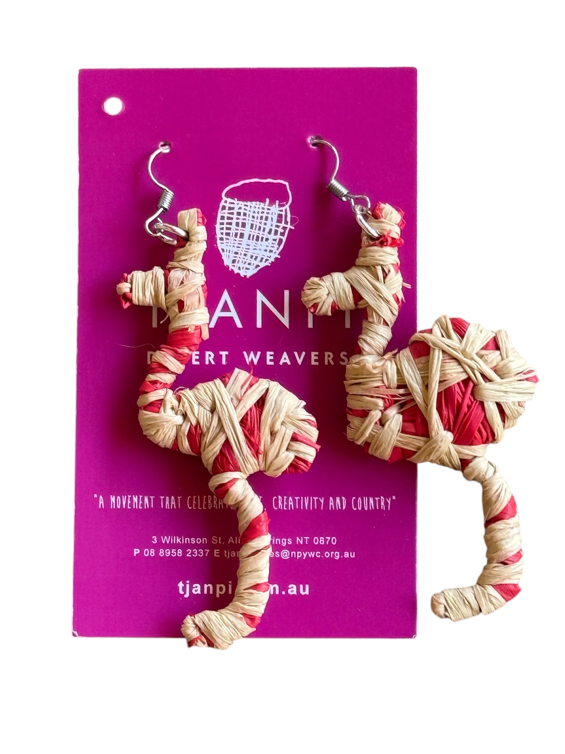 Raffia Woven Earrings - Emu