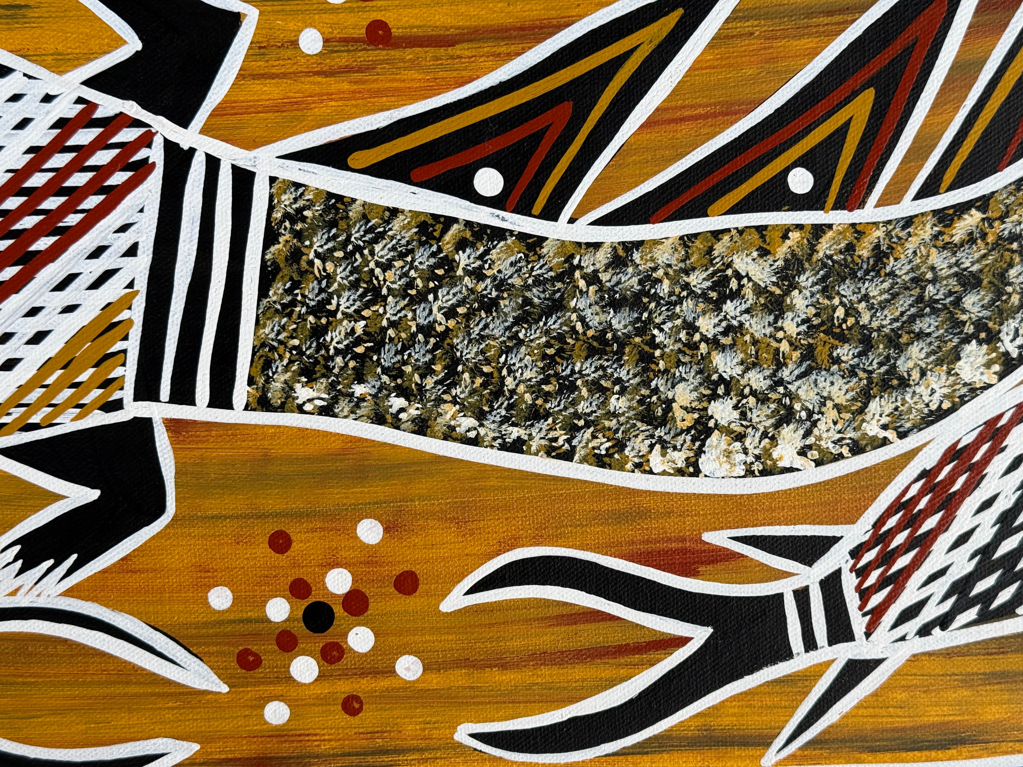 Christine Burarrwanga - Crocodiles and Fish - 80x50cm .01-1