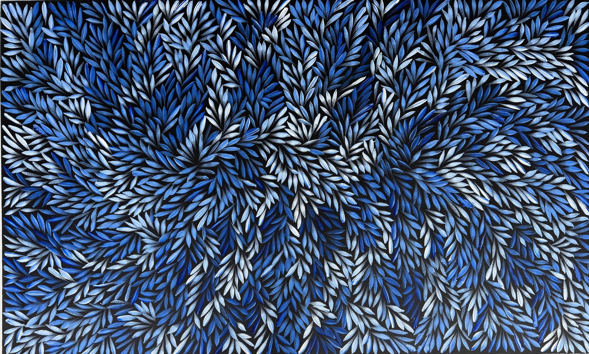 Sharon Numina Bush Medicine Leaves Blue Artwork | Large Painting ...