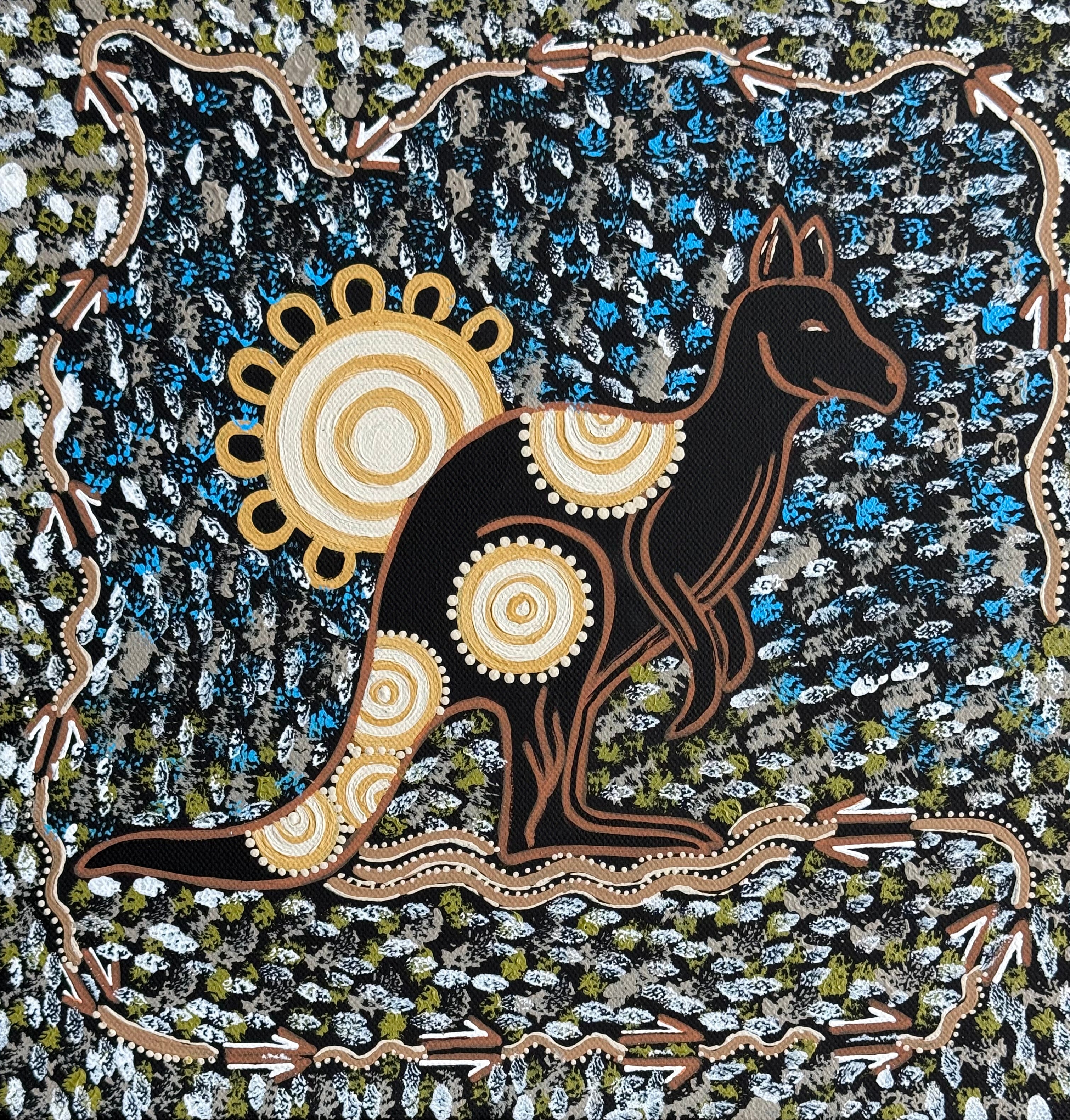 Deidre Burgoyne Rosier - Kangaroo Looking For Food *pre-stretched* .18-9