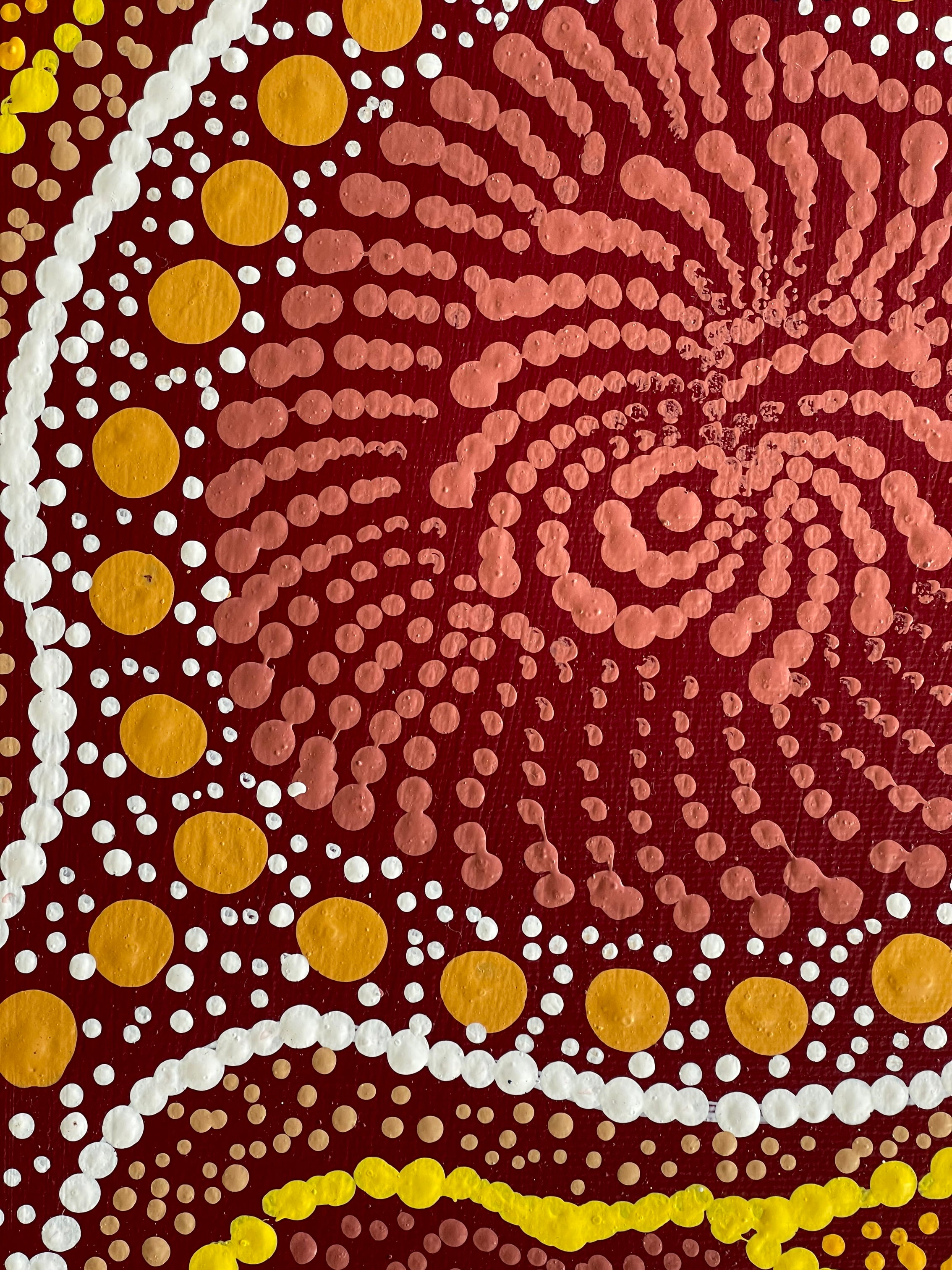 Maria Nampijinpa Brown - Pamapardu Jukurrpa (Flying Ant Dreaming) - 30x30cm Stretched